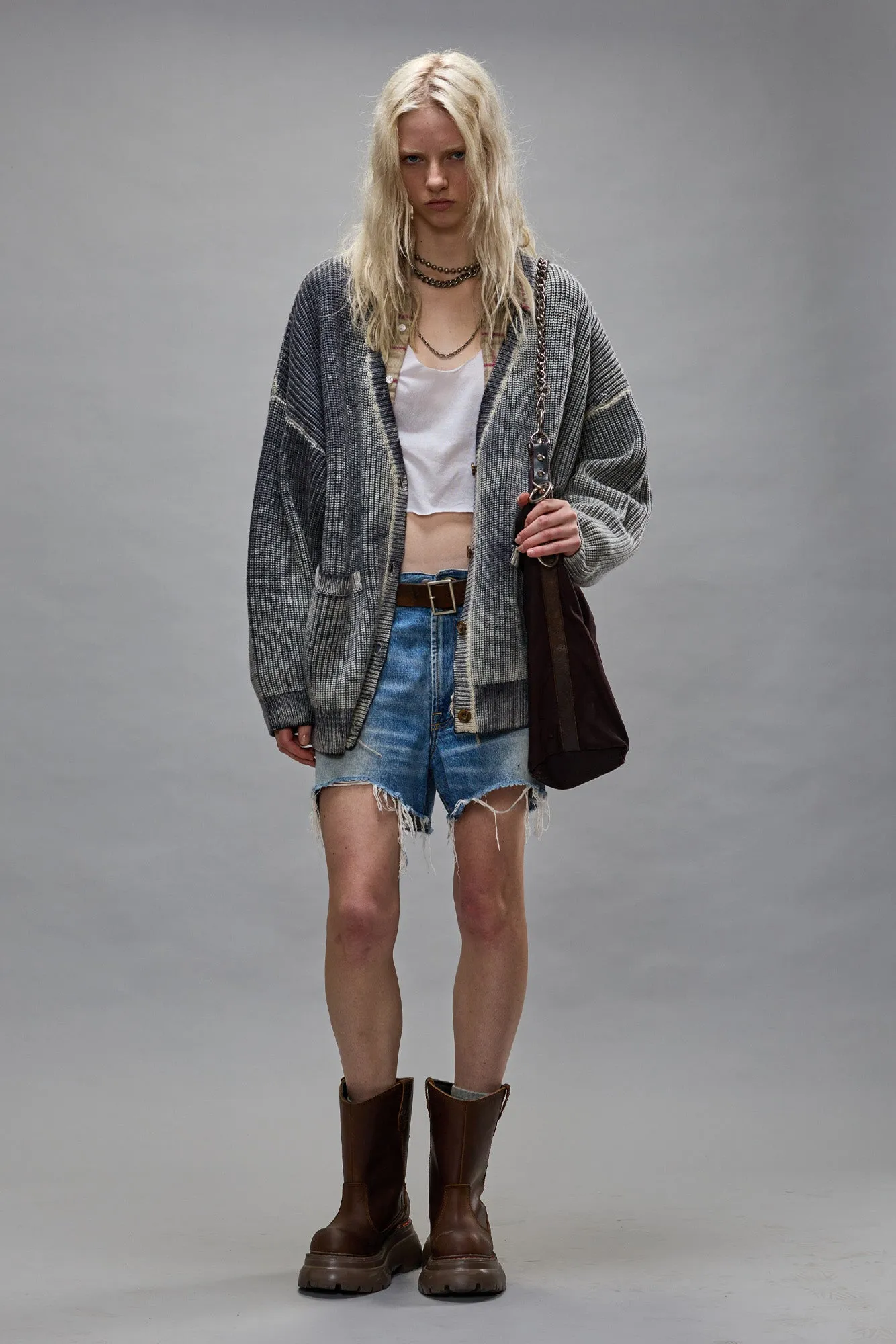 OVERSIZED CARDIGAN - DISTRESSED BLACK sold by R13 product image thumbnail 3