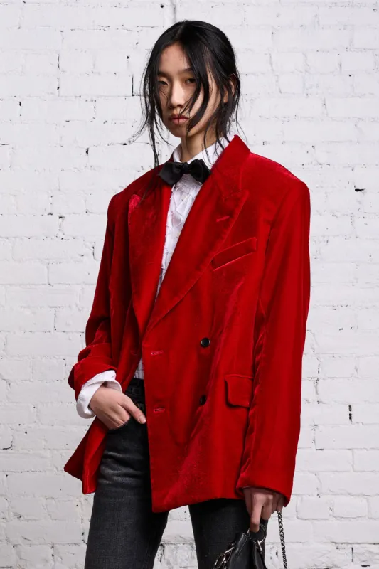 OVERSIZED RAGGED BLAZER - RED VELVET sold by R13