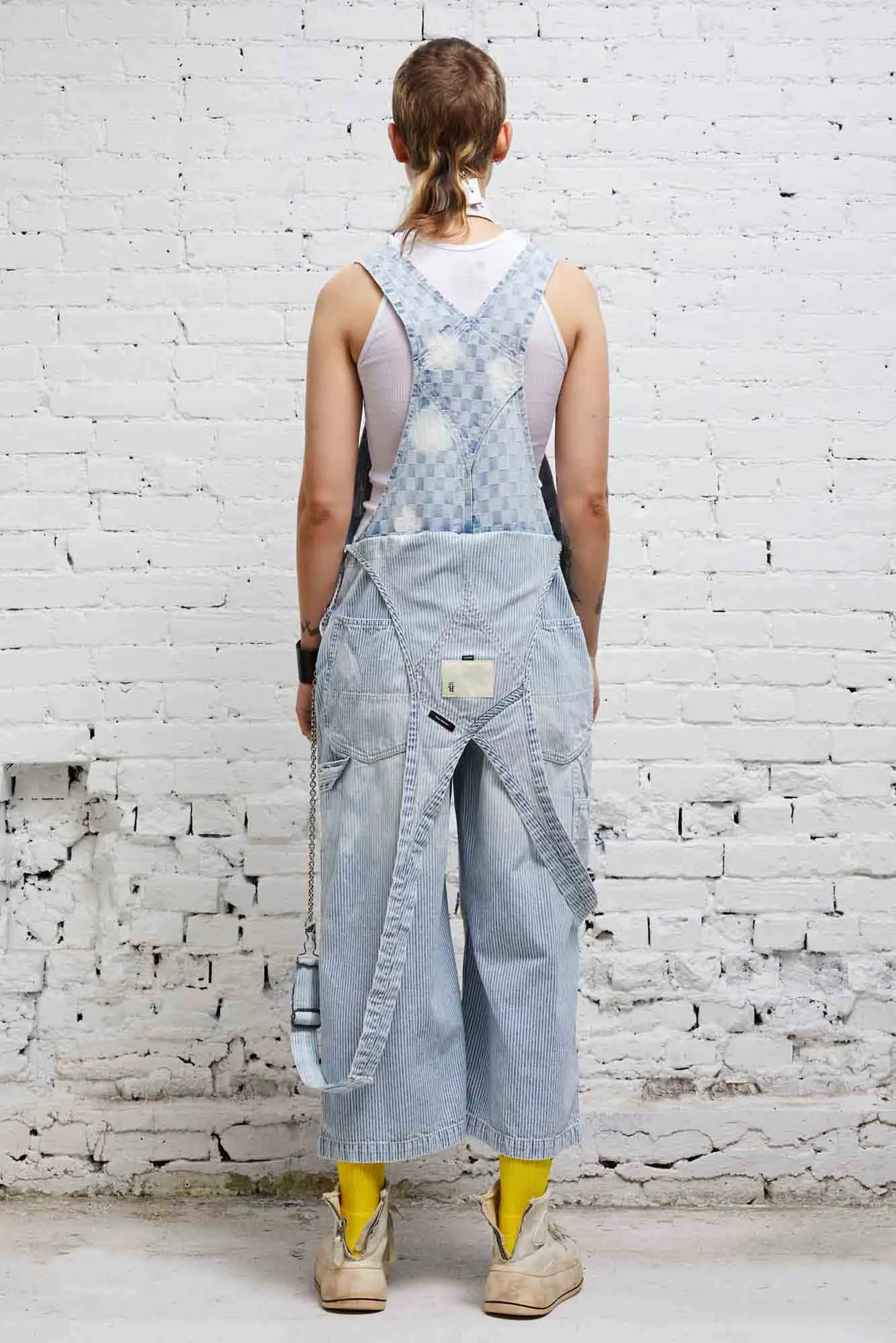 CROPPED DOUBLE BIB OVERALL - HICKORY CHECKERBOARD sold by R13 product image thumbnail 5