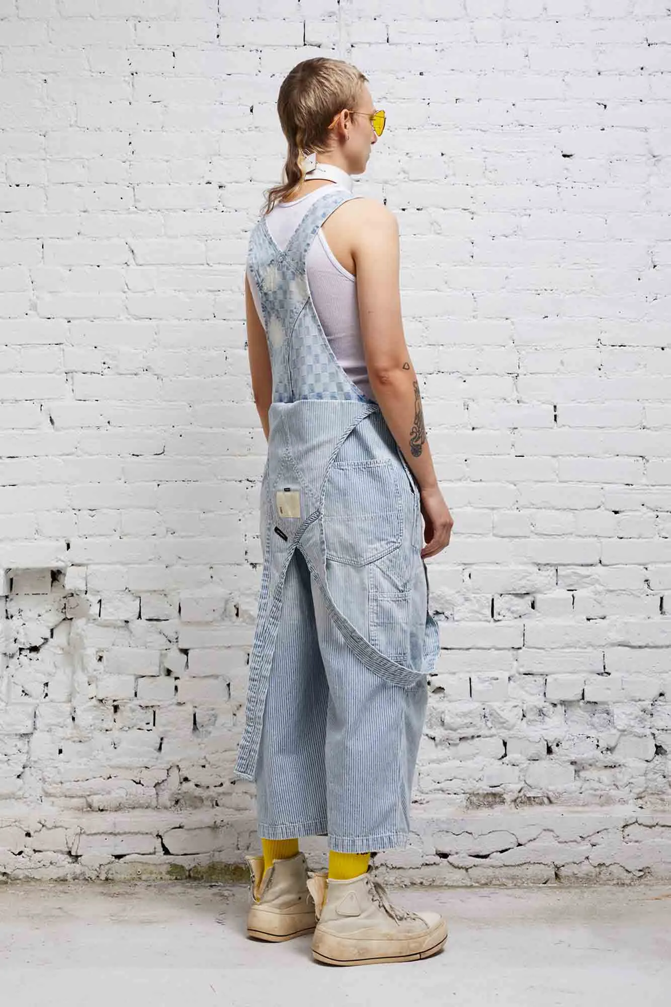 CROPPED DOUBLE BIB OVERALL - HICKORY CHECKERBOARD sold by R13 product image thumbnail 4