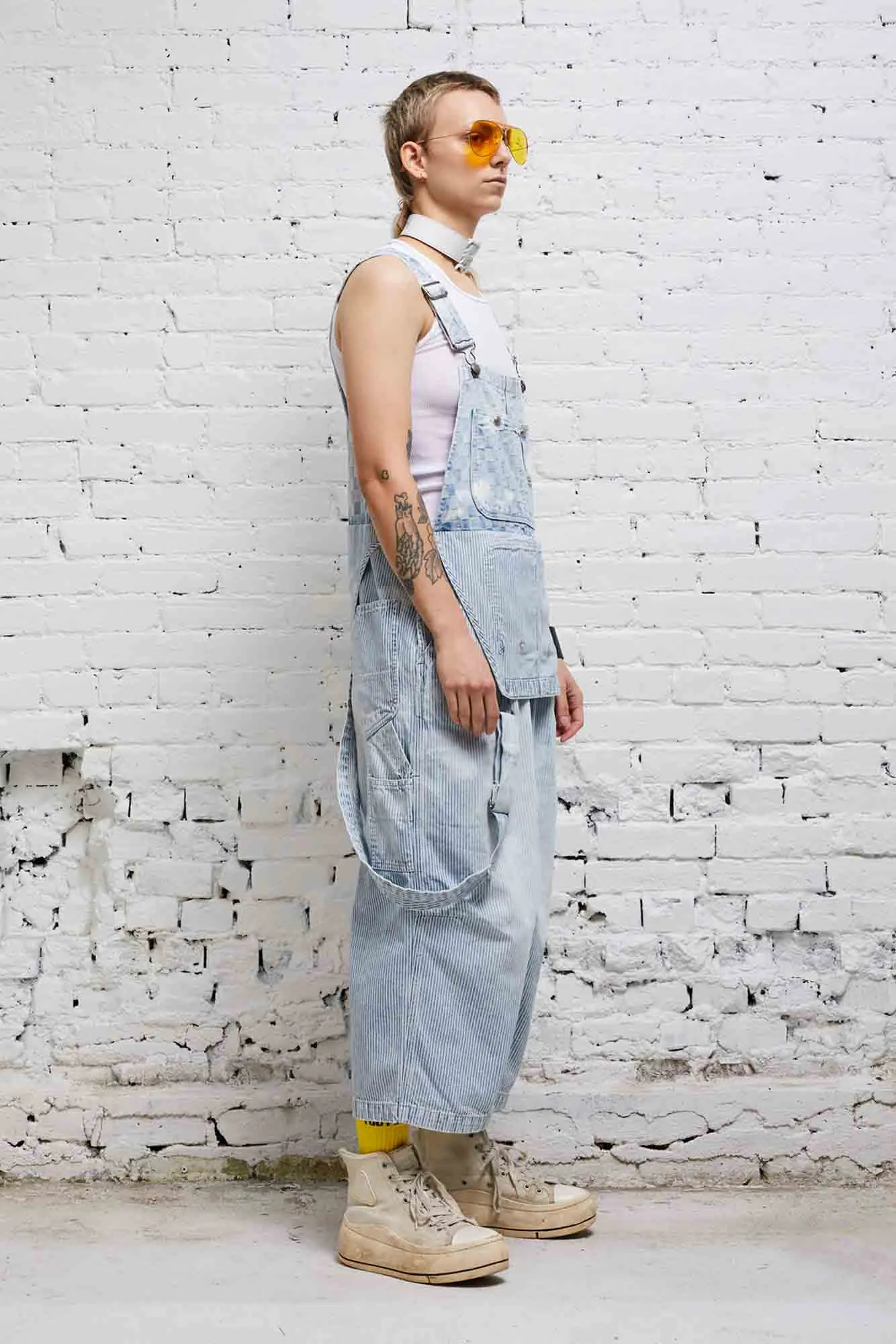 CROPPED DOUBLE BIB OVERALL - HICKORY CHECKERBOARD sold by R13 product image thumbnail 3