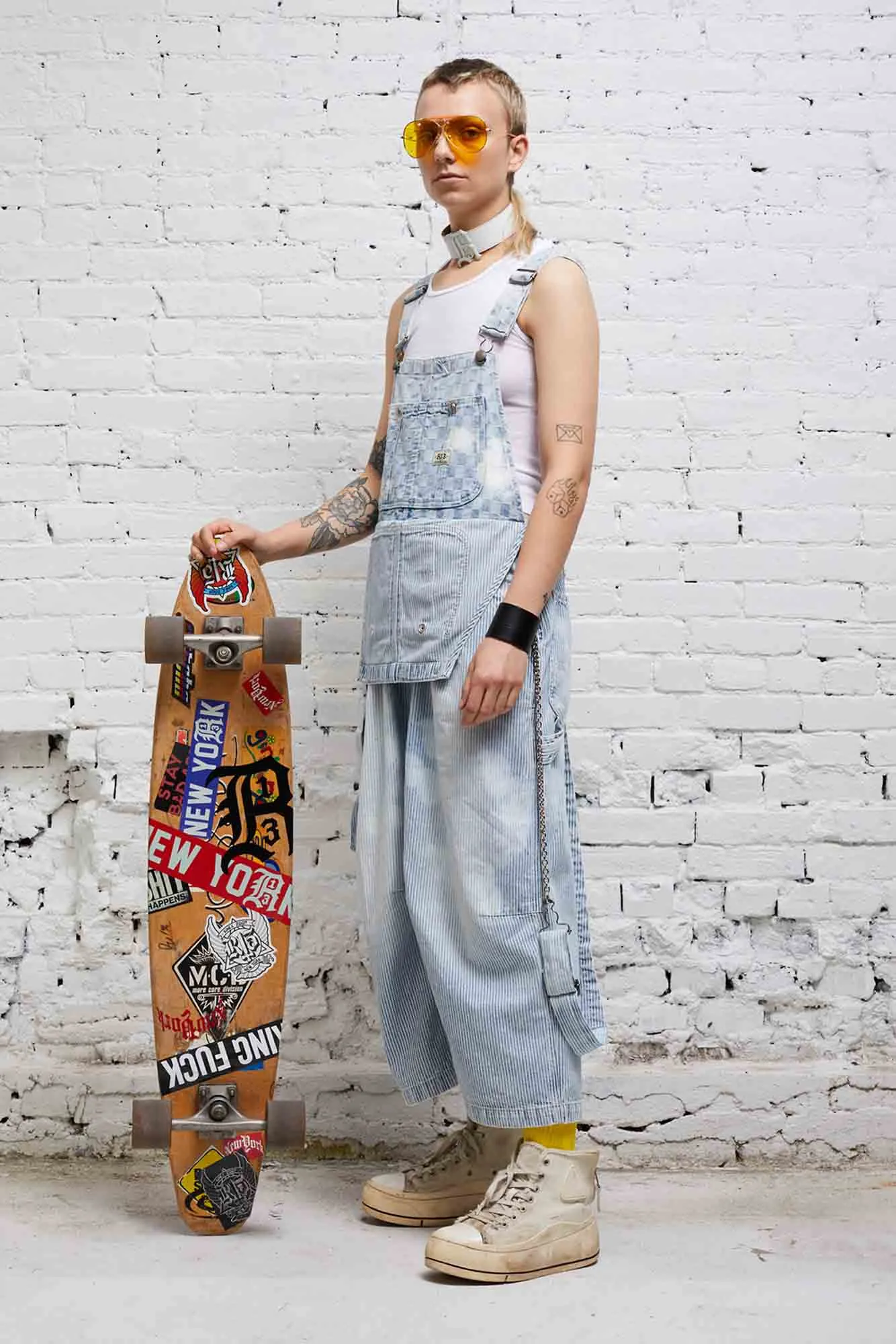 CROPPED DOUBLE BIB OVERALL - HICKORY CHECKERBOARD sold by R13