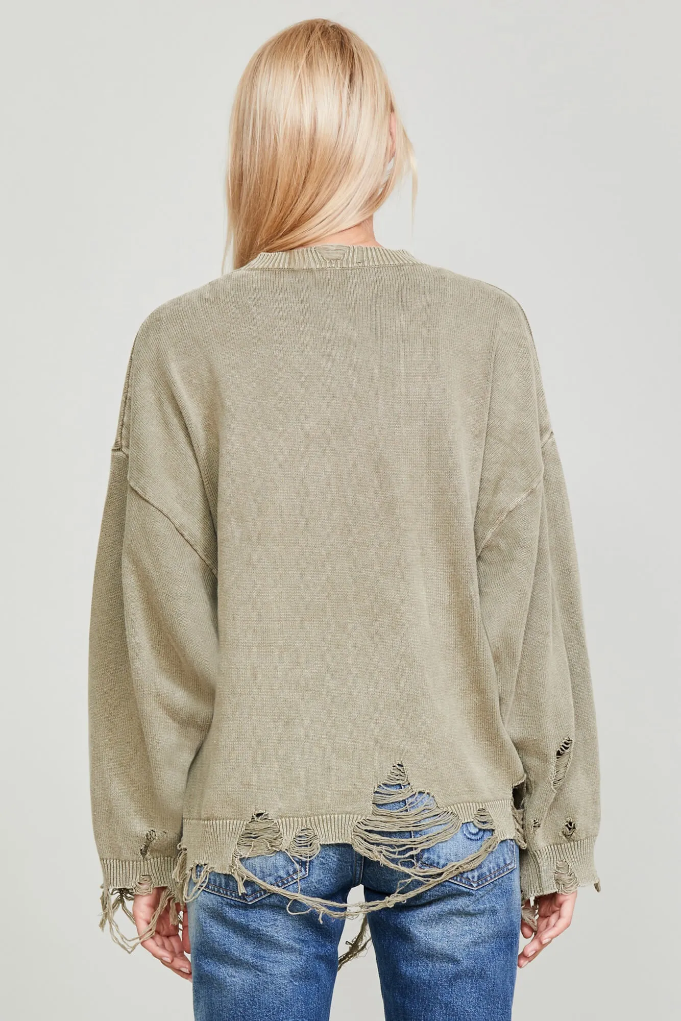 DESTROYED OVERSIZED PULLOVER - LIGHT GREEN sold by R13 product image thumbnail 4