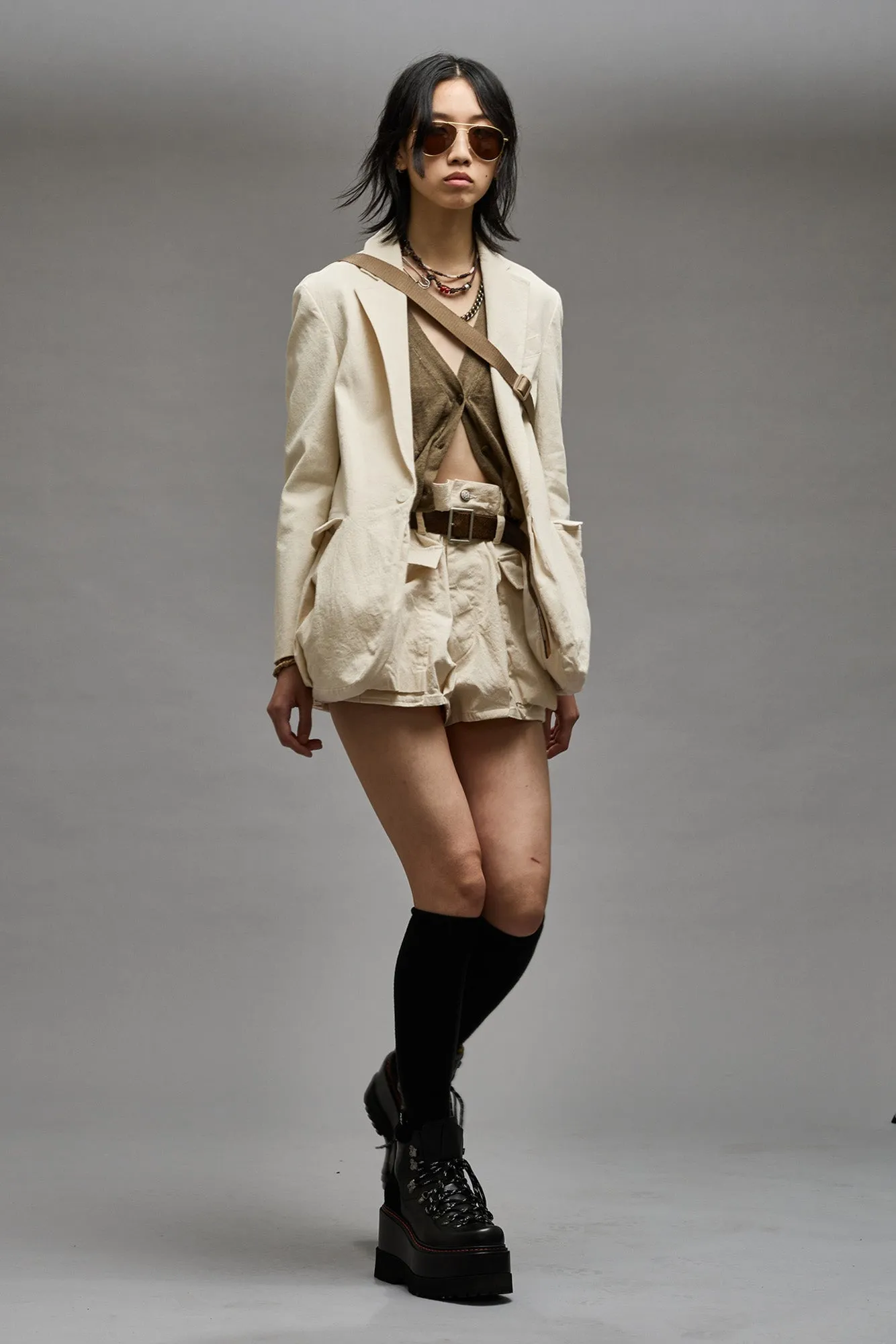 SHRUNKEN BELLOW POCKET BLAZER - NATURAL sold by R13 product image thumbnail 2