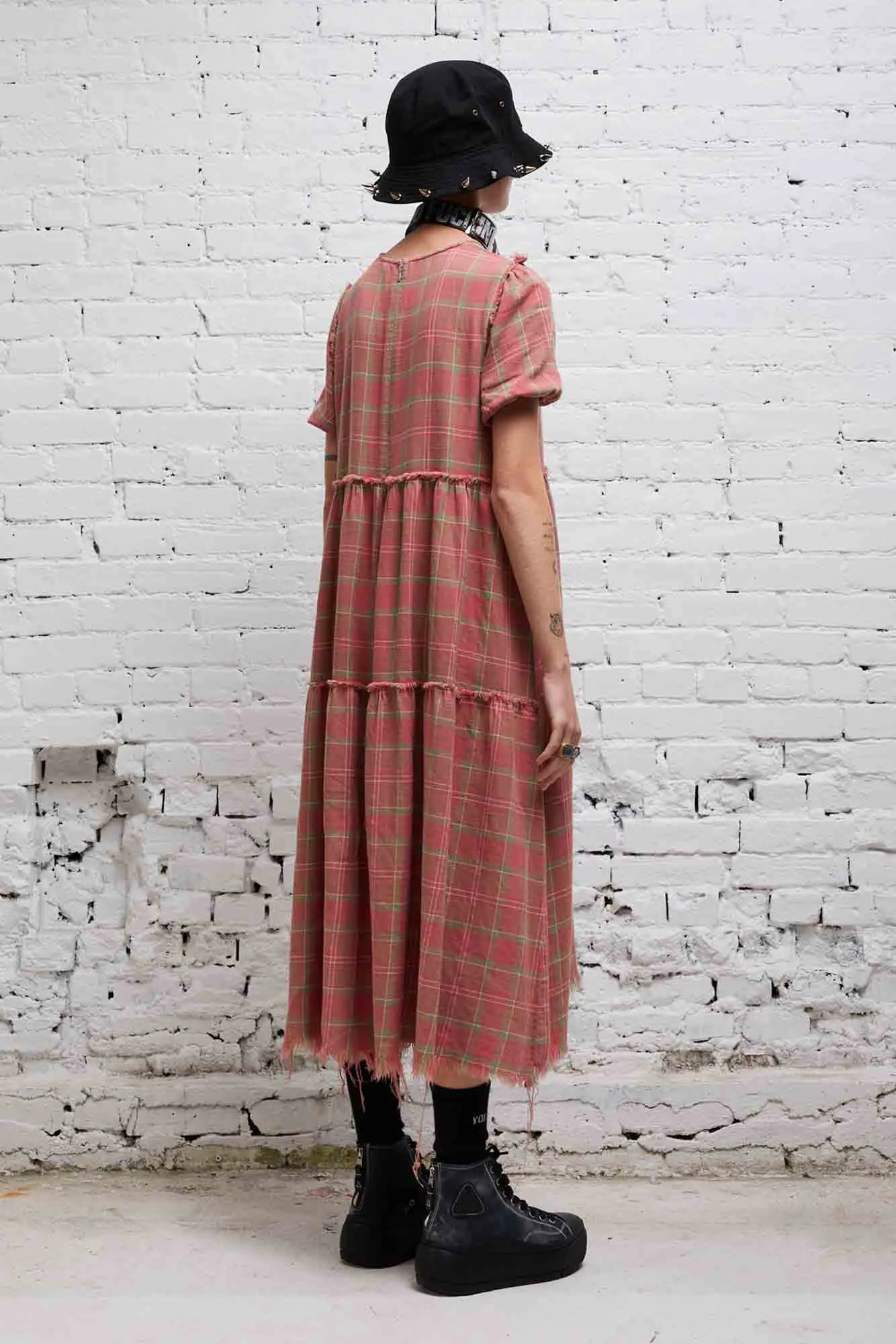 SHREDDED RELAXED MIDI - RED PLAID sold by R13 product image thumbnail 4