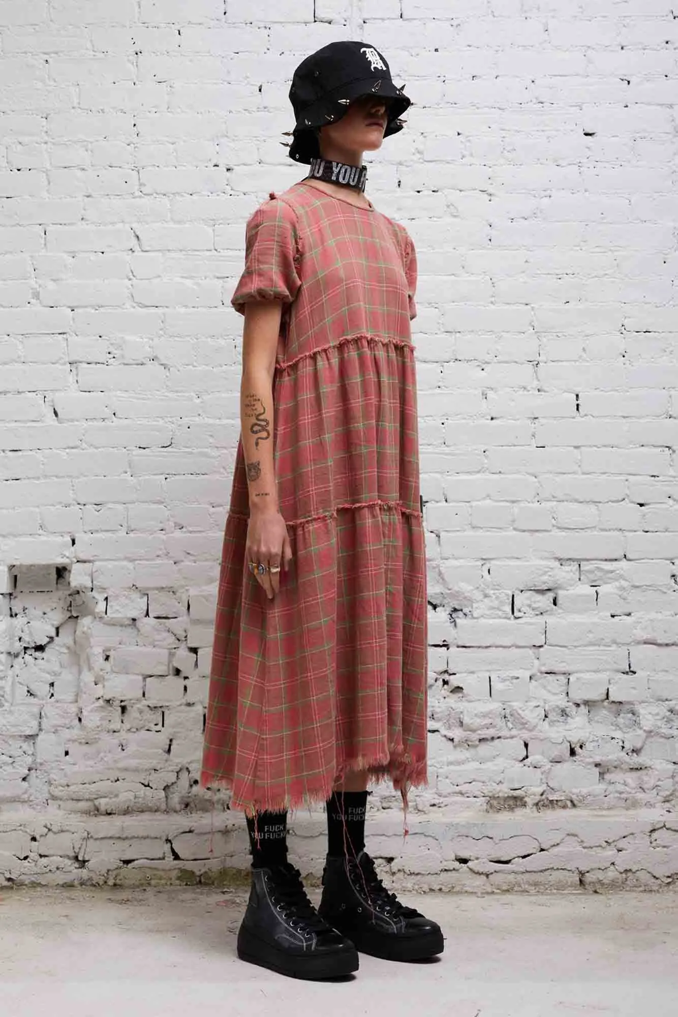 SHREDDED RELAXED MIDI - RED PLAID sold by R13 product image thumbnail 3