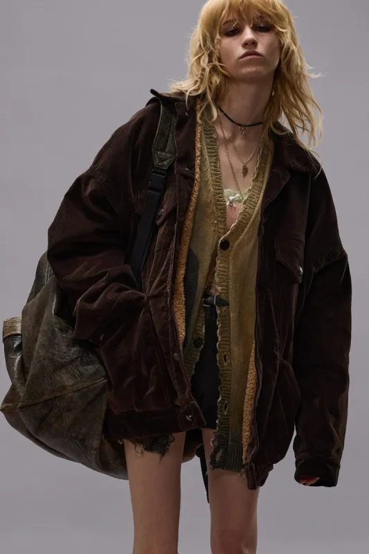 LACEY TRUCKER JACKET - DARK CHOCOLATE CORDUROY sold by R13