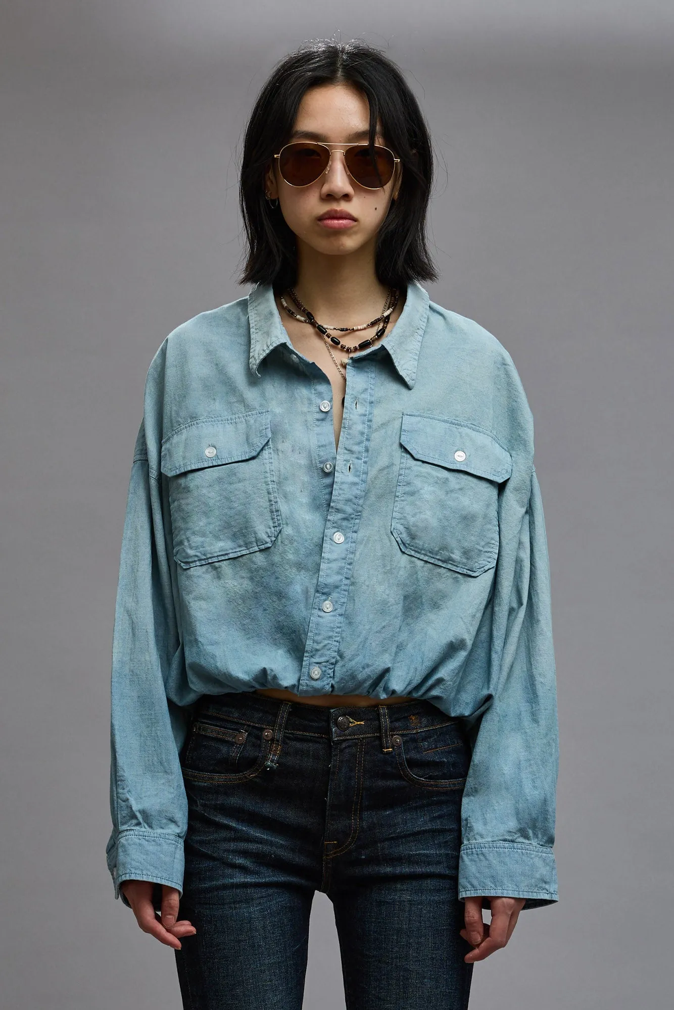 CROSSOVER UTILITY BUBBLE SHIRT - VINTAGE BLUE sold by R13 product image thumbnail 2