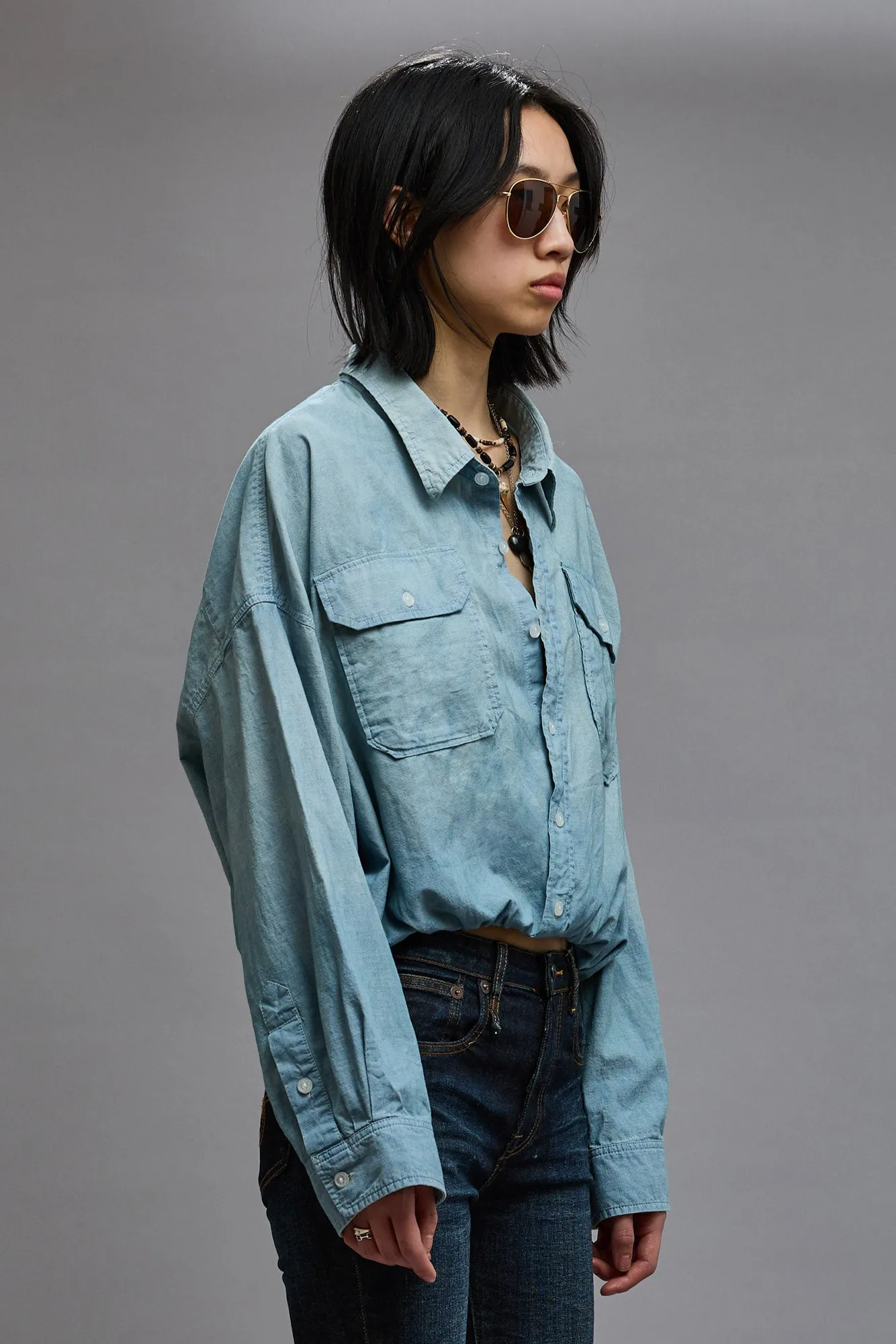 CROSSOVER UTILITY BUBBLE SHIRT - VINTAGE BLUE sold by R13 product image thumbnail 3