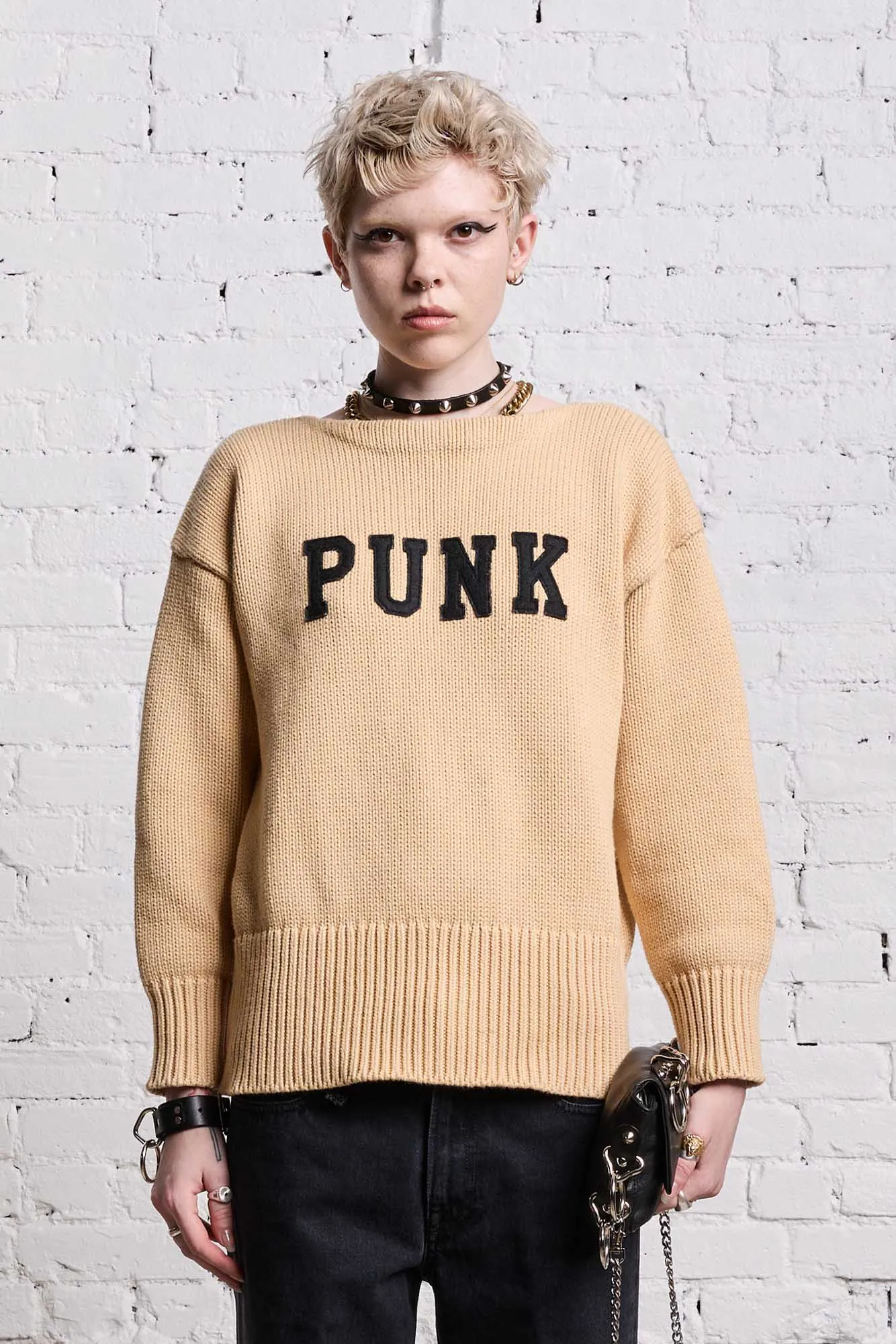 SHRUNKEN PUNK SWEATER - VINTAGE BEIGE sold by R13 product image thumbnail 3