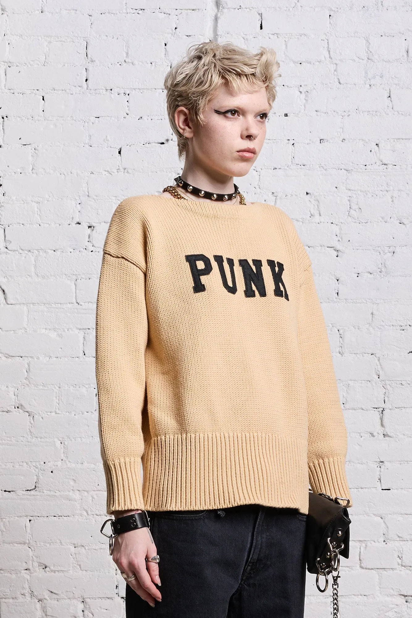 SHRUNKEN PUNK SWEATER - VINTAGE BEIGE sold by R13 product image thumbnail 4