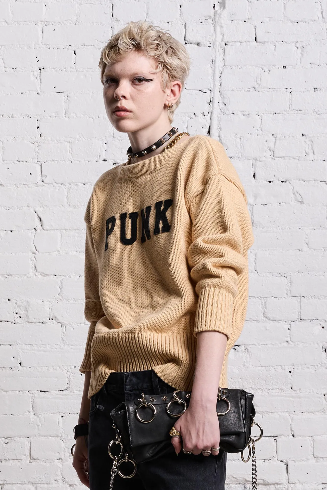 SHRUNKEN PUNK SWEATER - VINTAGE BEIGE sold by R13