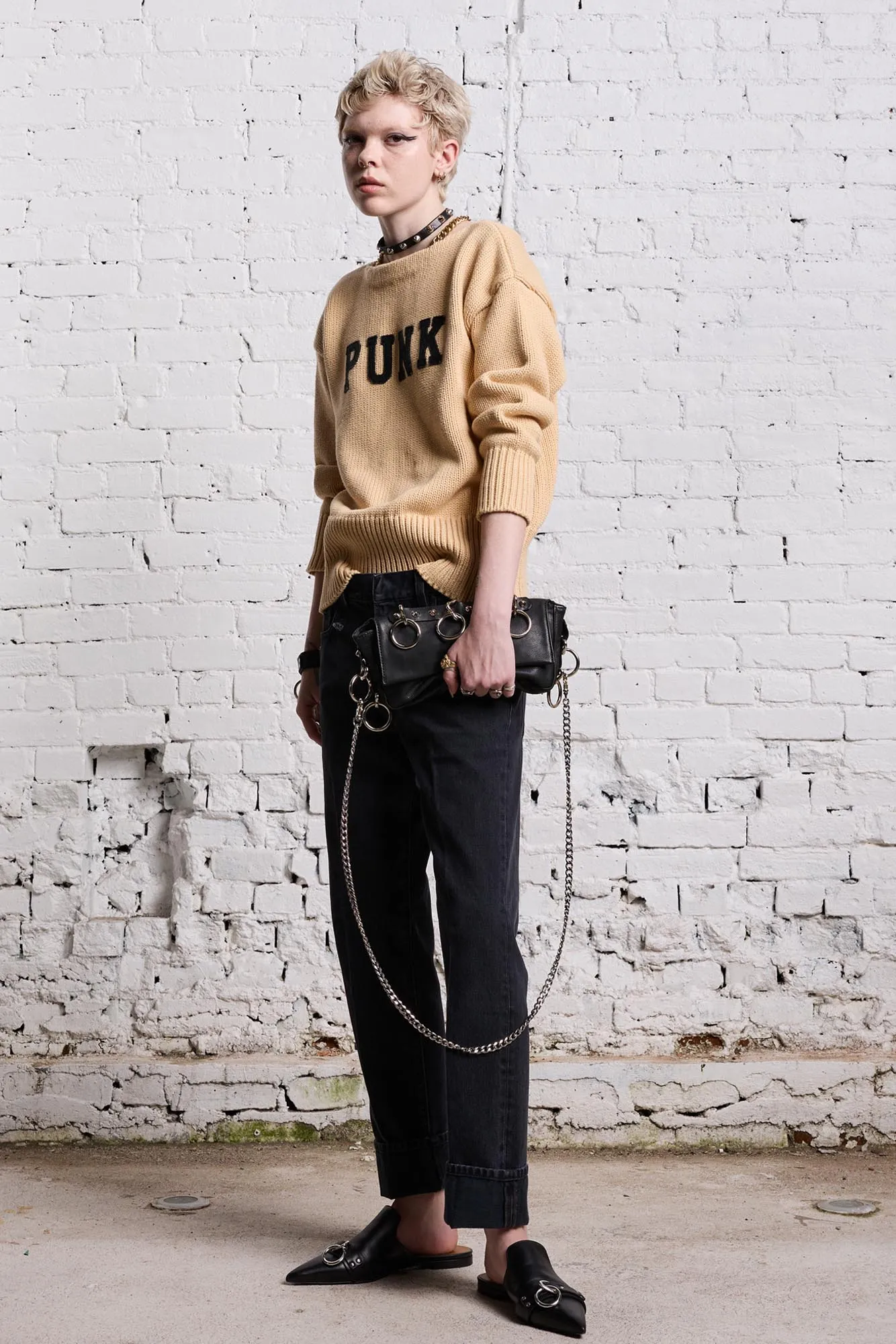 SHRUNKEN PUNK SWEATER - VINTAGE BEIGE sold by R13 product image thumbnail 2