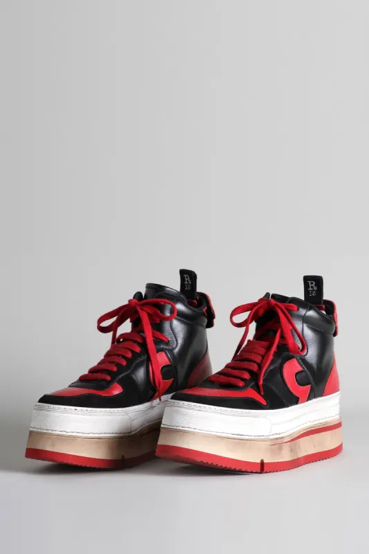 RIOT LEATHER HIGH TOP - RED AND BLACK sold by R13