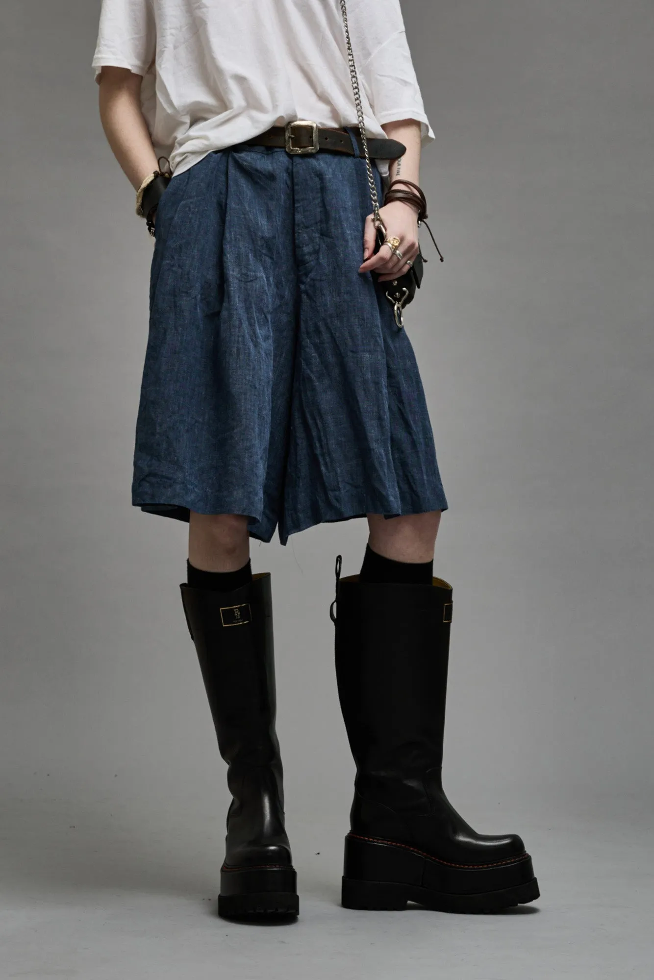 PLEATED CULOTTES - DARK INDIGO sold by R13