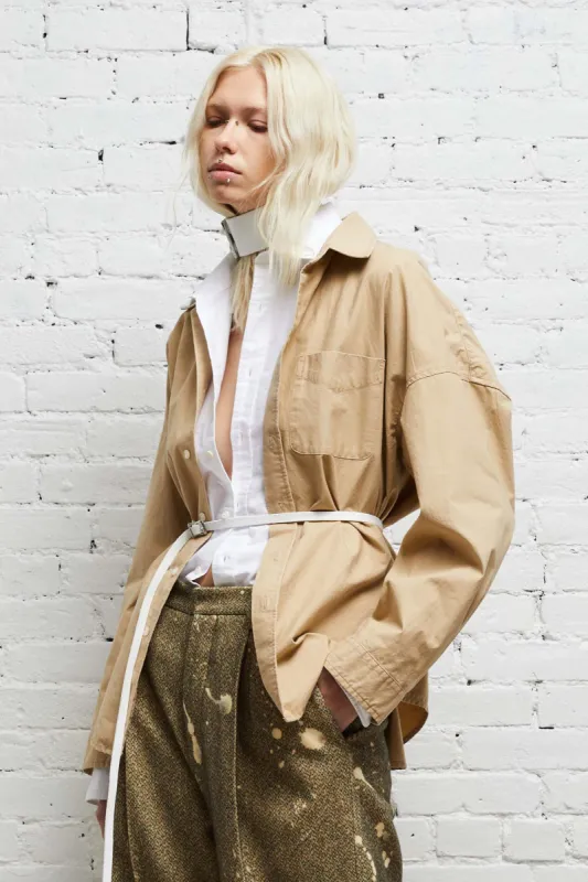 LONG SLEEVE BUTTON-UP - KHAKI sold by R13