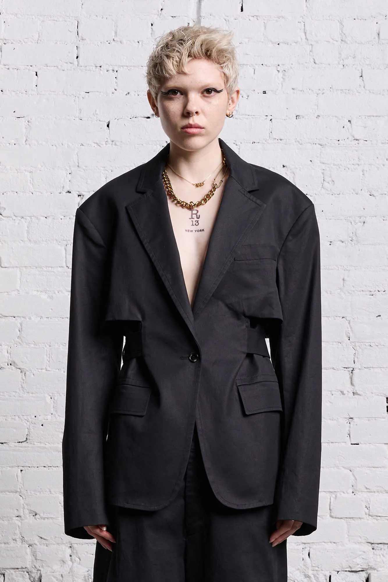 TRENCH VENT BLAZER - BLACK sold by R13 product image thumbnail 3