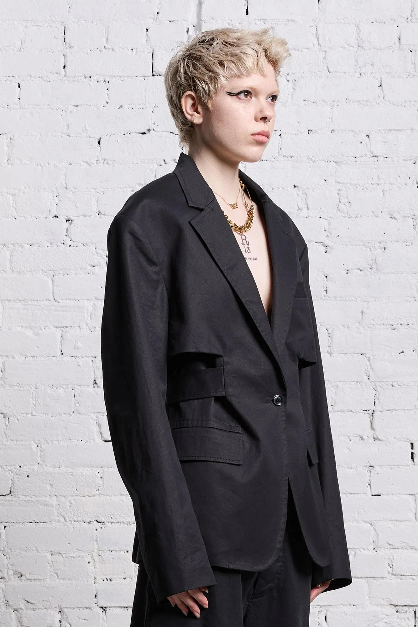 TRENCH VENT BLAZER - BLACK sold by R13 product image thumbnail 4
