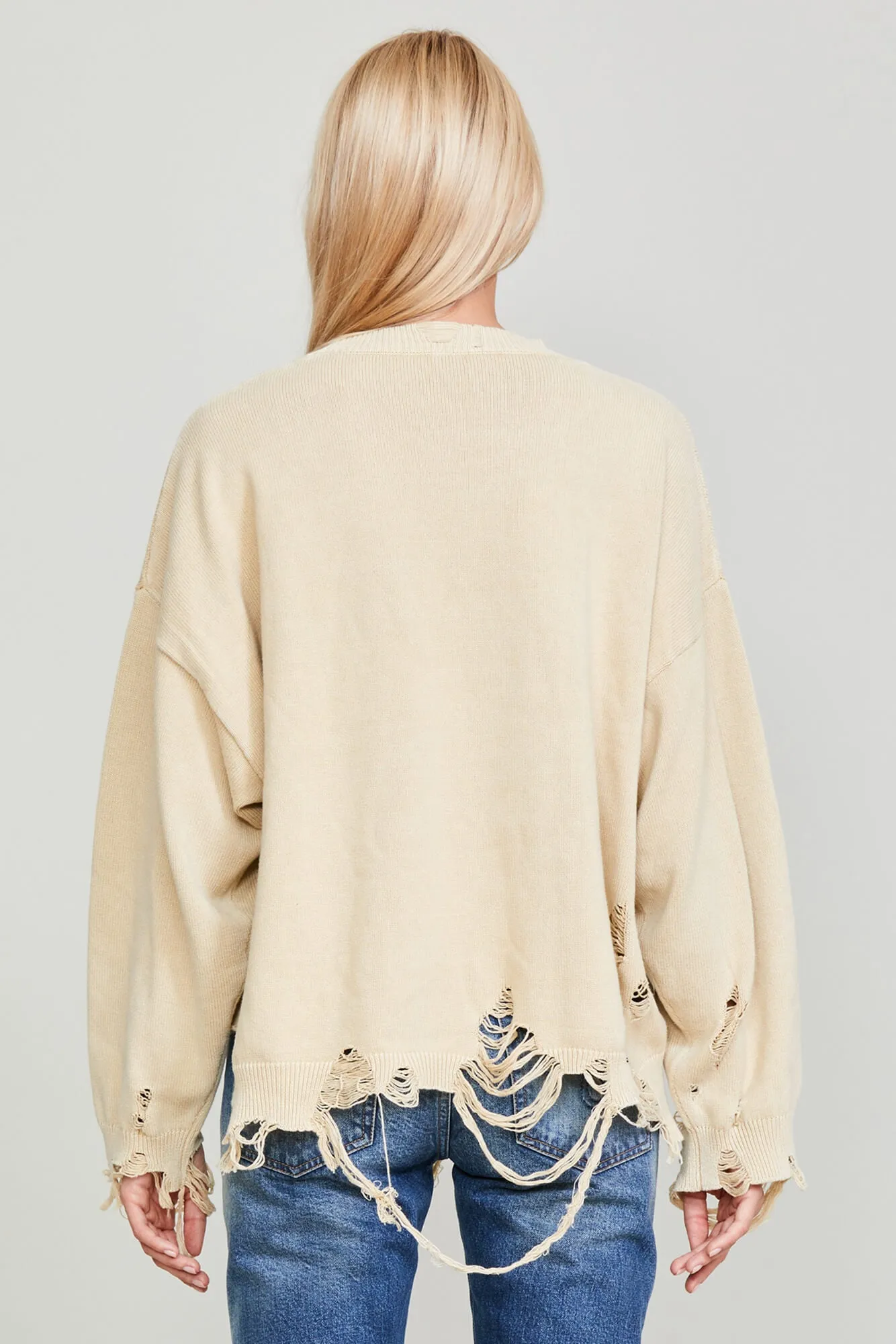 DESTROYED OVERSIZED PULLOVER - KHAKI sold by R13 product image thumbnail 4