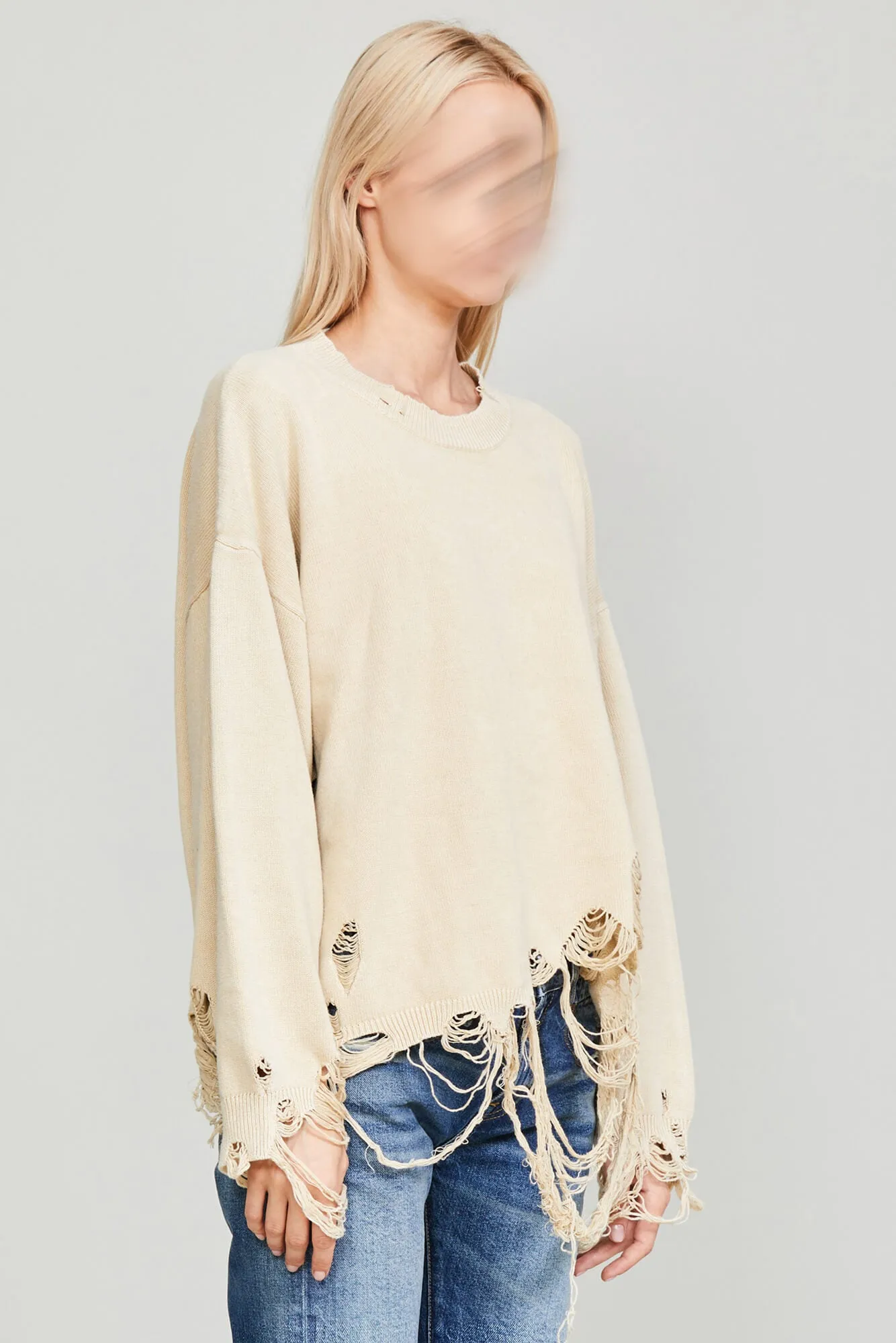 DESTROYED OVERSIZED PULLOVER - KHAKI sold by R13 product image thumbnail 2