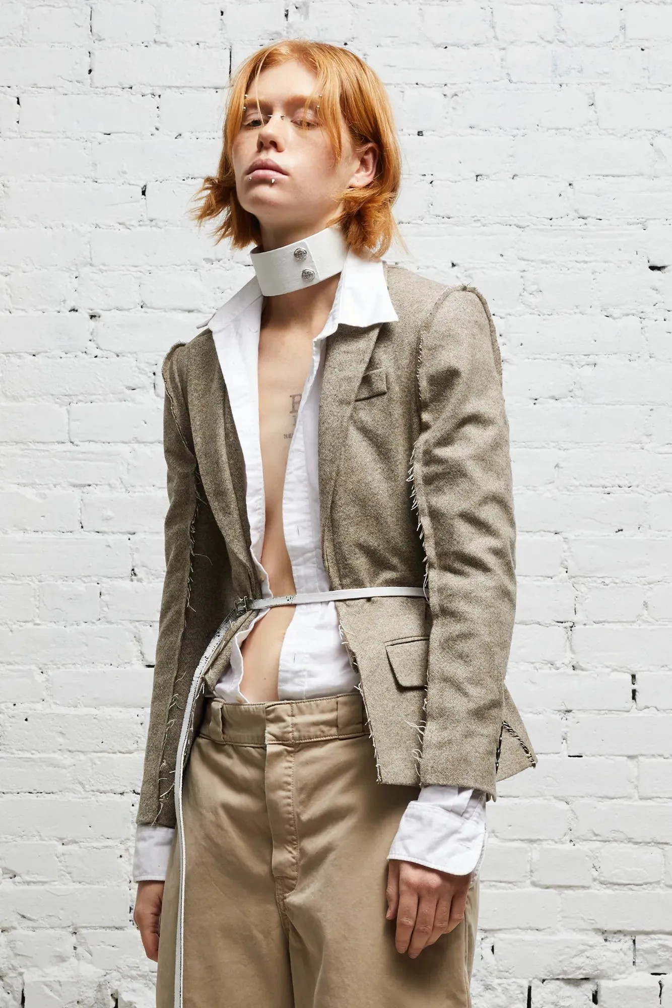 FLAT SLEEVE BLAZER - OATMEAL sold by R13