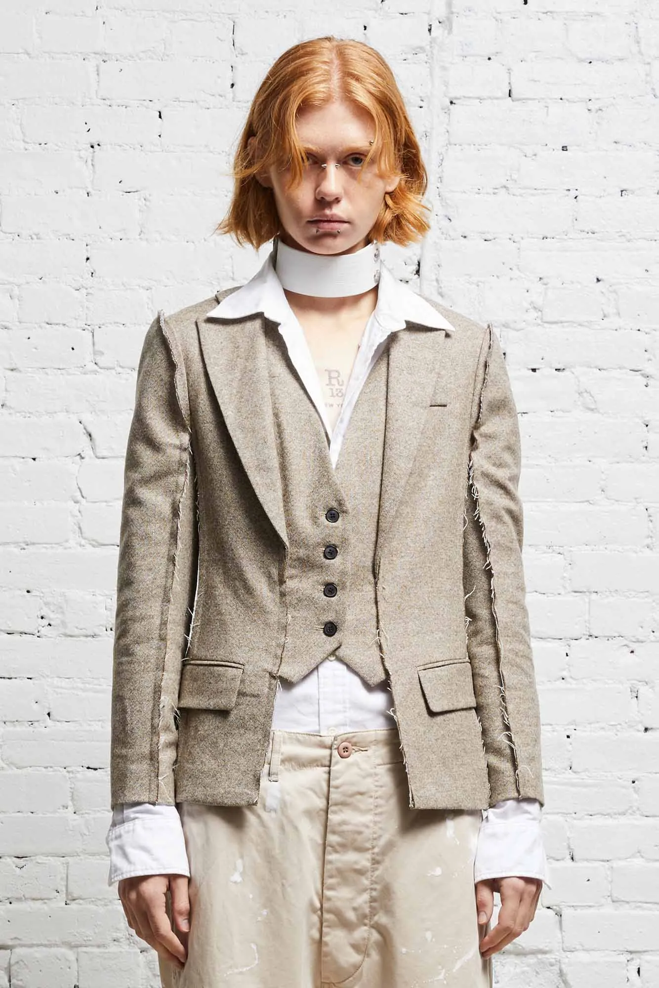 FLAT SLEEVE BLAZER - OATMEAL sold by R13 product image thumbnail 3