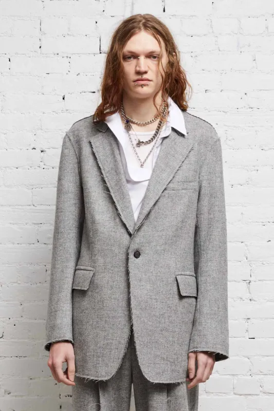 RAW CUT BLAZER - LIGHT HEATHER GREY sold by R13
