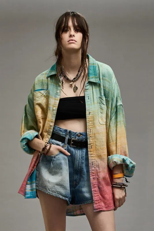 DROP NECK WORKSHIRT - PASTEL PLAID sold by R13