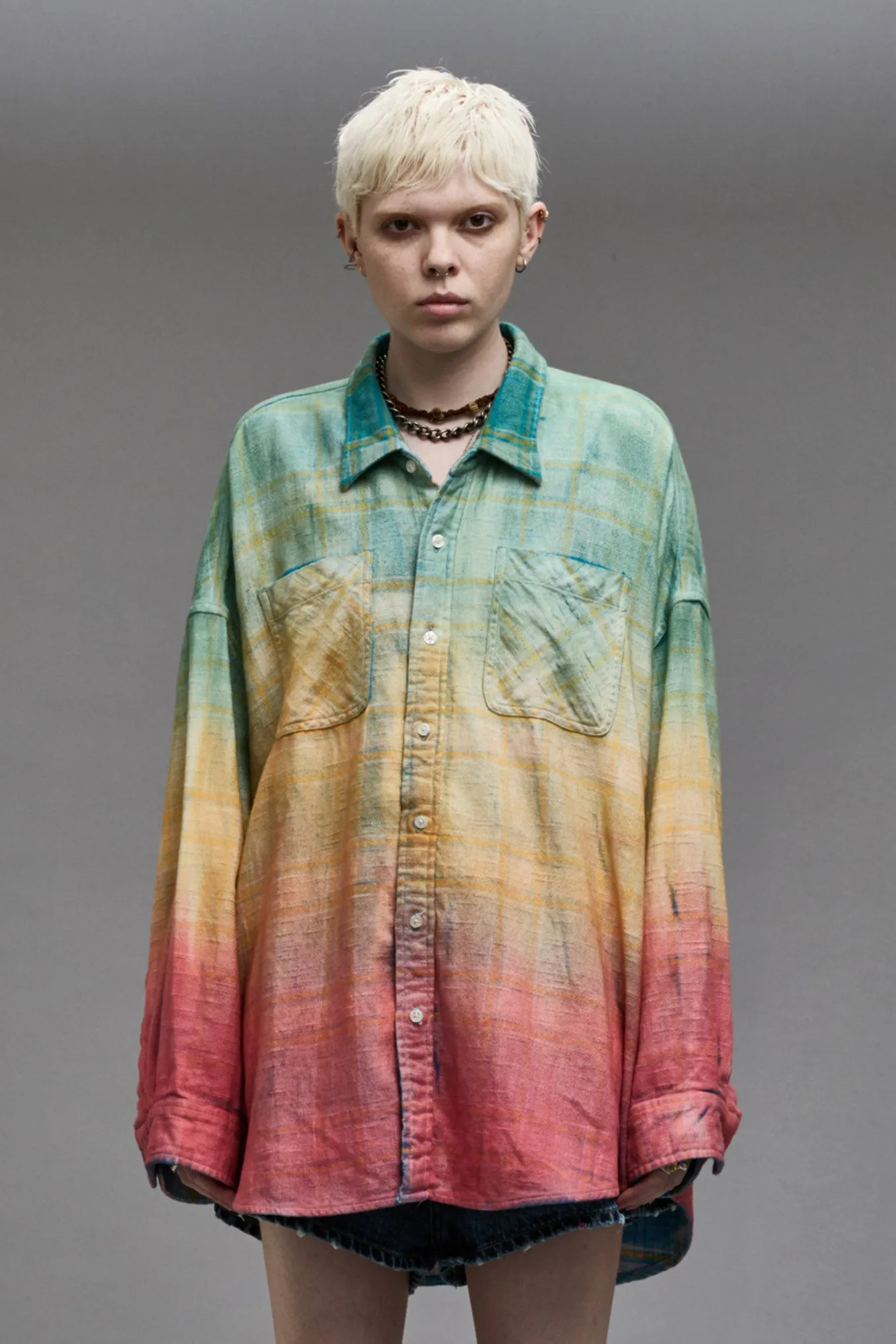 DROP NECK WORKSHIRT - PASTEL PLAID sold by R13 product image thumbnail 3