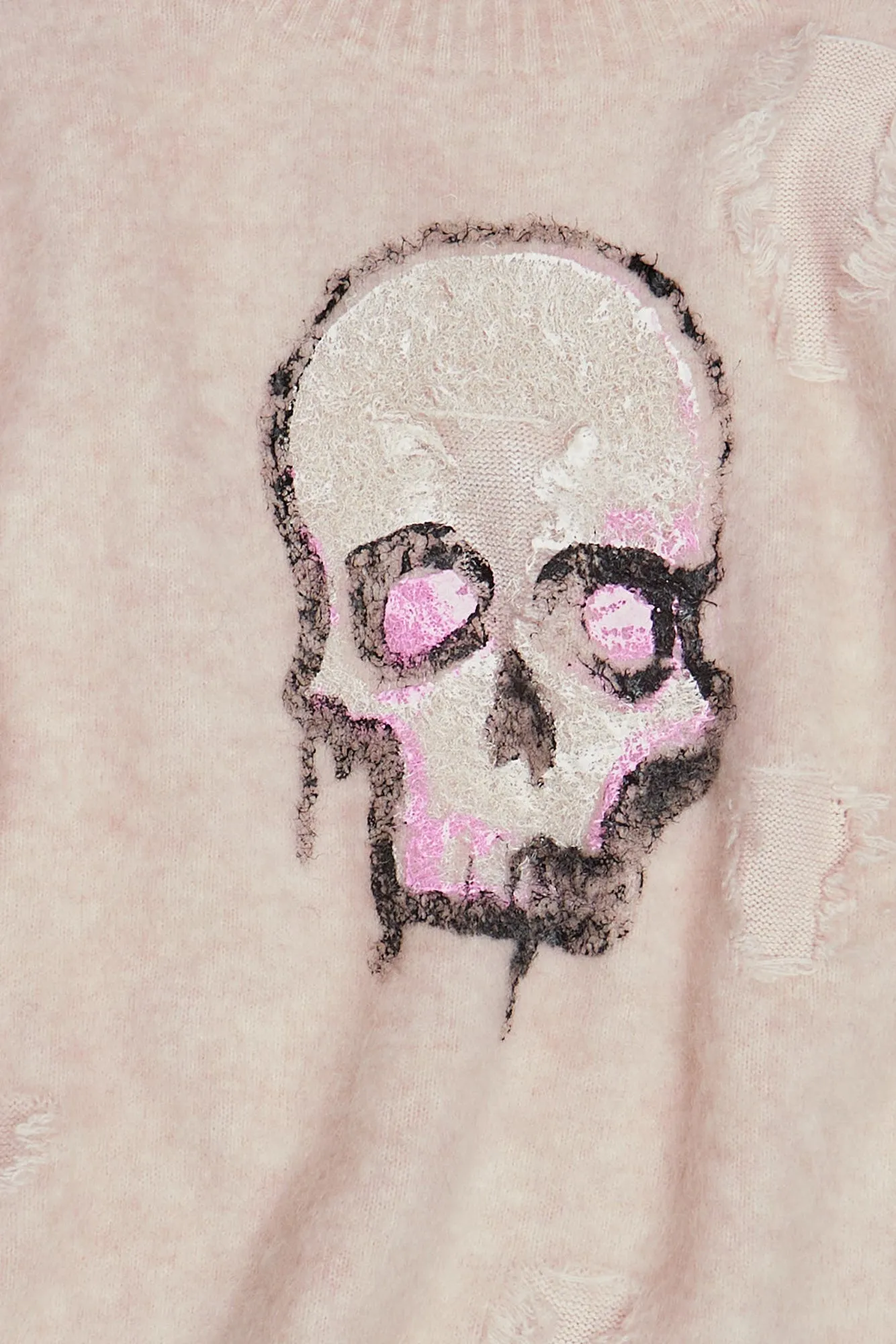 DECONSTRUCTED SKULL SWEATER - LIGHT PINK sold by R13 product image thumbnail 2