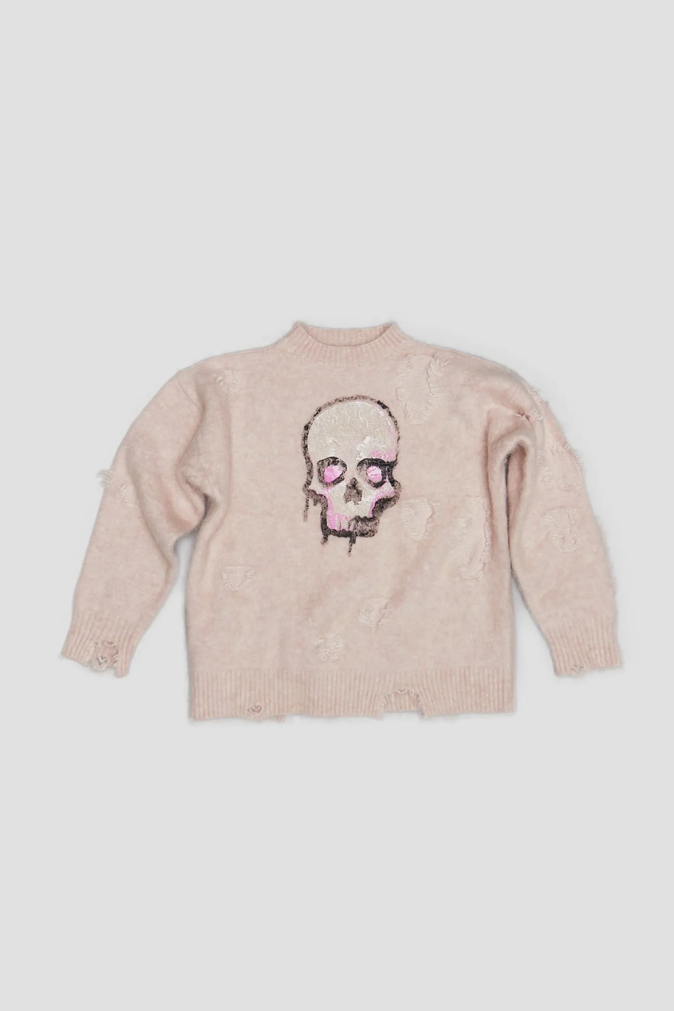 DECONSTRUCTED SKULL SWEATER - LIGHT PINK sold by R13 product image thumbnail 3