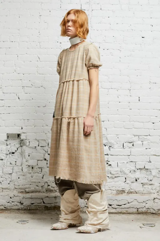 SHREDDED RELAXED MIDI - OVERDYED KHAKI PLAID sold by R13