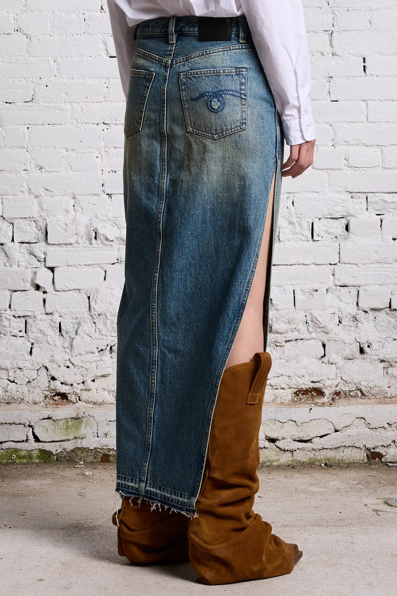 DEVON SIDE SLIT SKIRT - CLINTON BLUE sold by R13 product image thumbnail 4