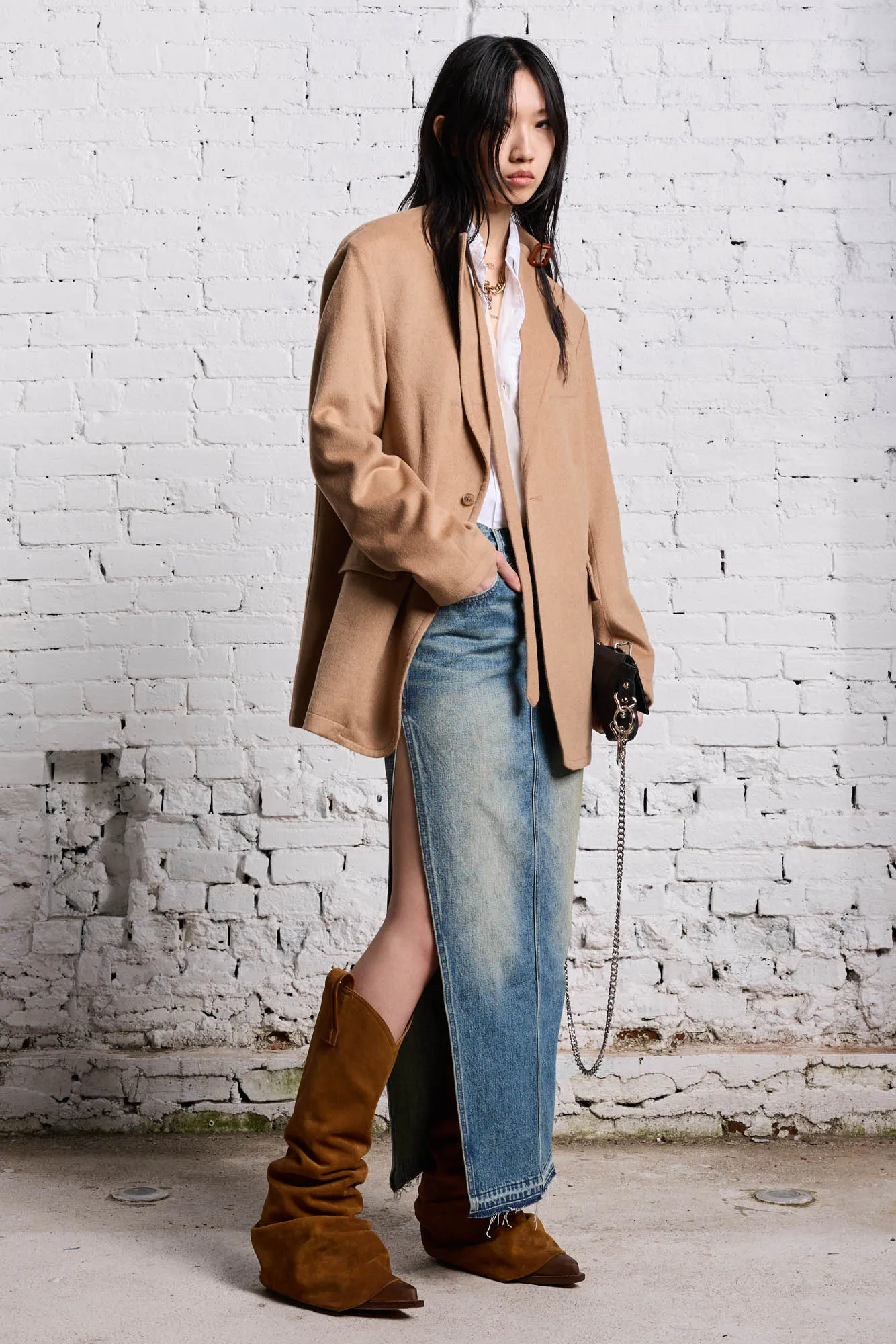 DEVON SIDE SLIT SKIRT - CLINTON BLUE sold by R13 product image thumbnail 2