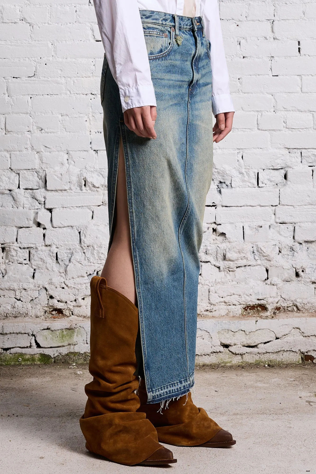 DEVON SIDE SLIT SKIRT - CLINTON BLUE sold by R13 product image thumbnail 3