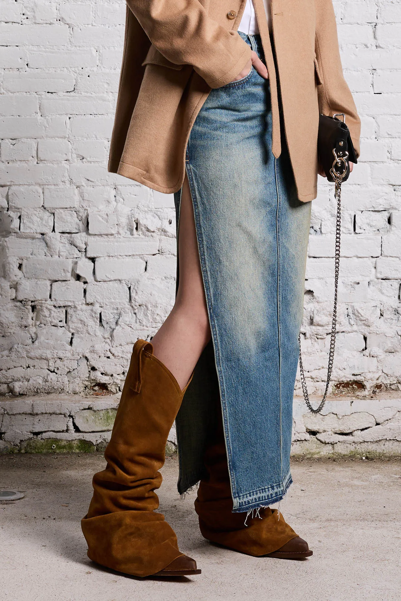 DEVON SIDE SLIT SKIRT - CLINTON BLUE sold by R13