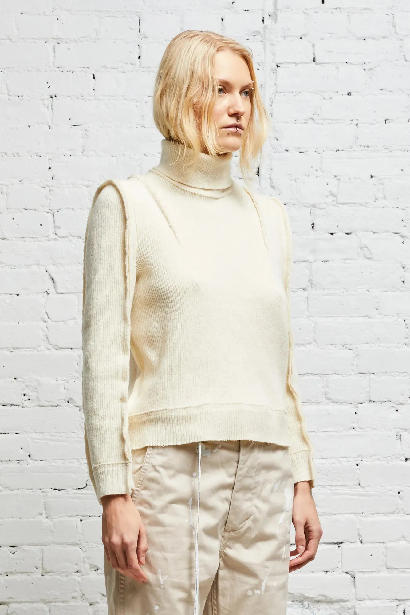 FLAT SLEEVE TURTLENECK - ECRU sold by R13 product image thumbnail 3