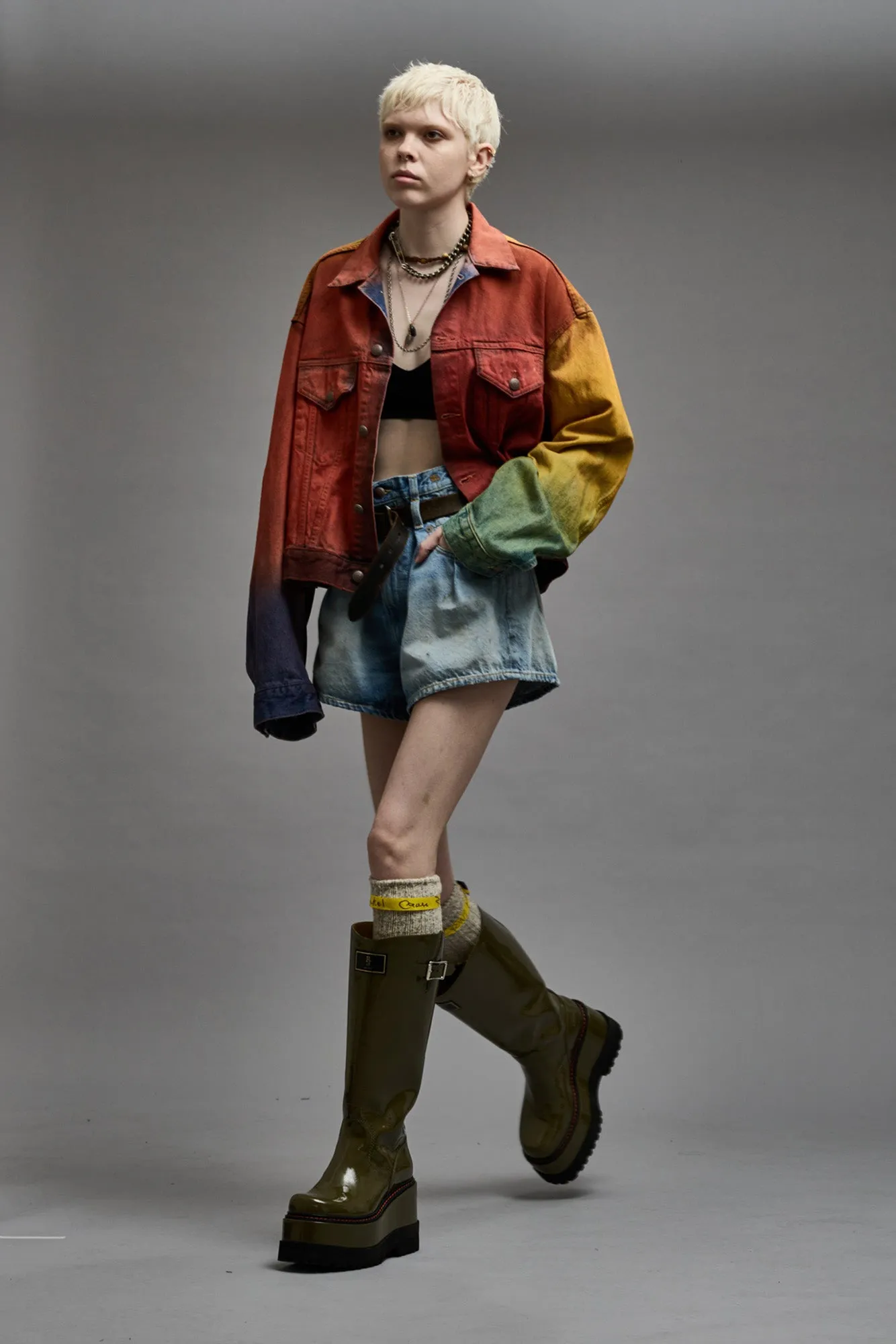 ELI BOXY TRUCKER JACKET - MULTICOLOR SPRAY DYE sold by R13 product image thumbnail 2