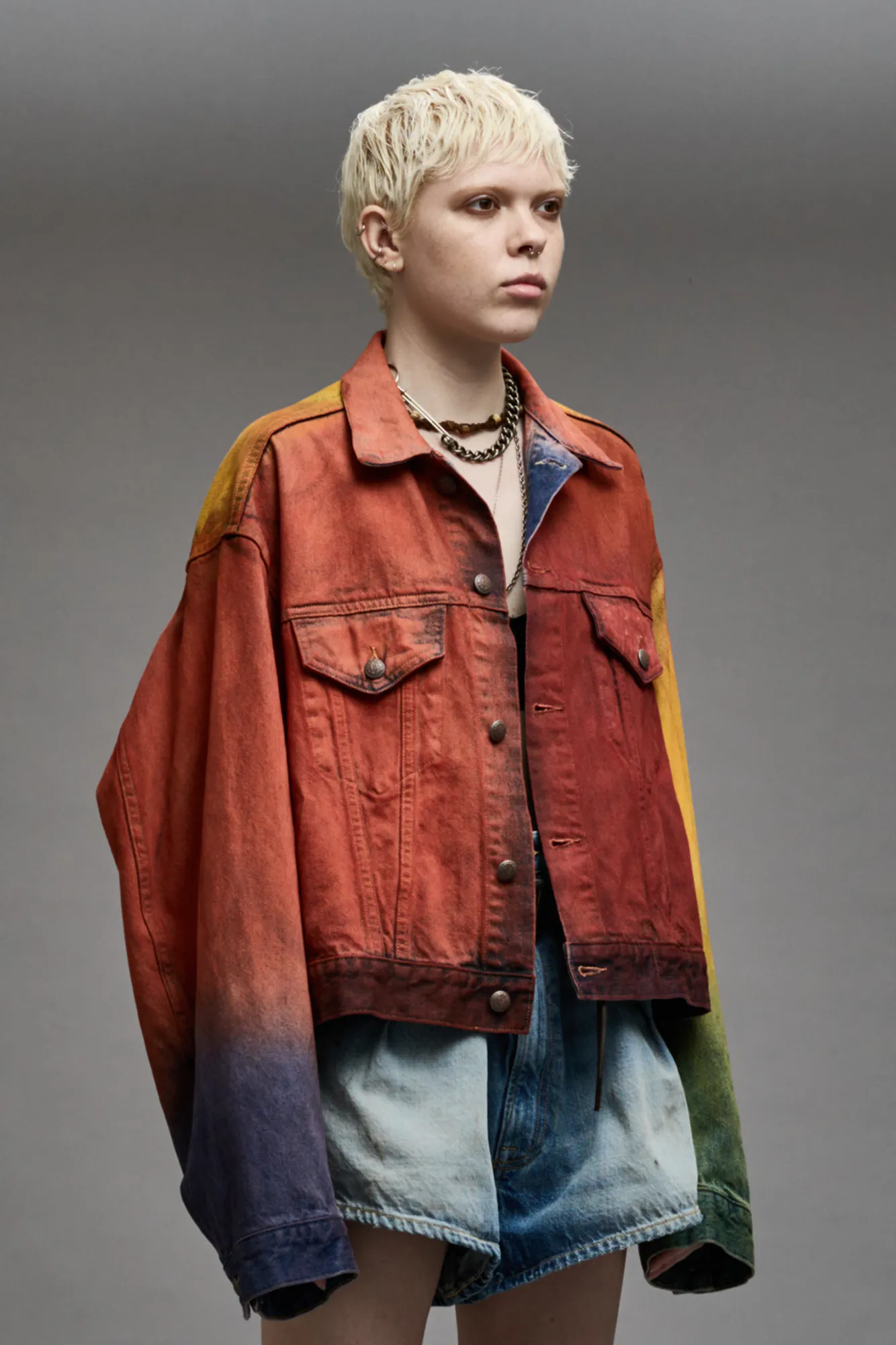 ELI BOXY TRUCKER JACKET - MULTICOLOR SPRAY DYE sold by R13 product image thumbnail 4