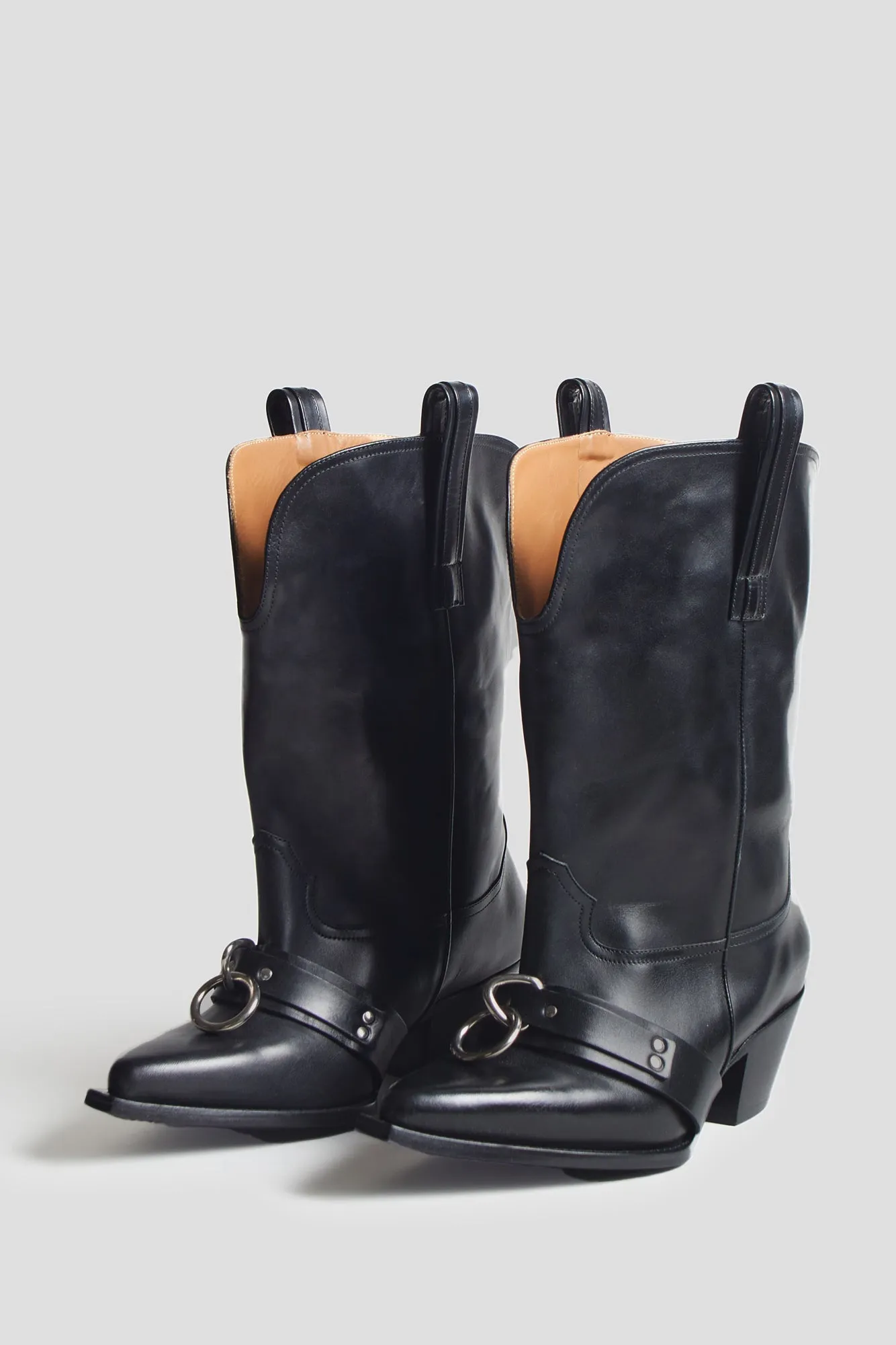 RINGED LOW RIDER COWBOY BOOT - BLACK sold by R13