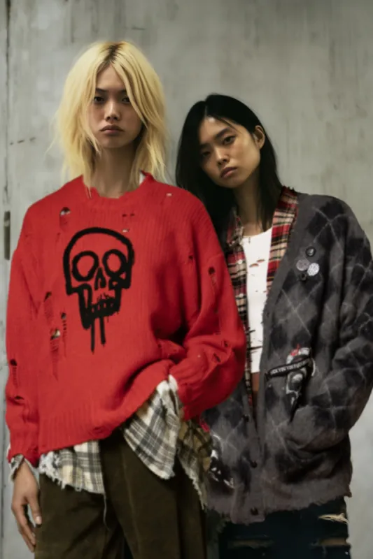 SKULL DRIP SWEATER - BRIGHT RED sold by R13