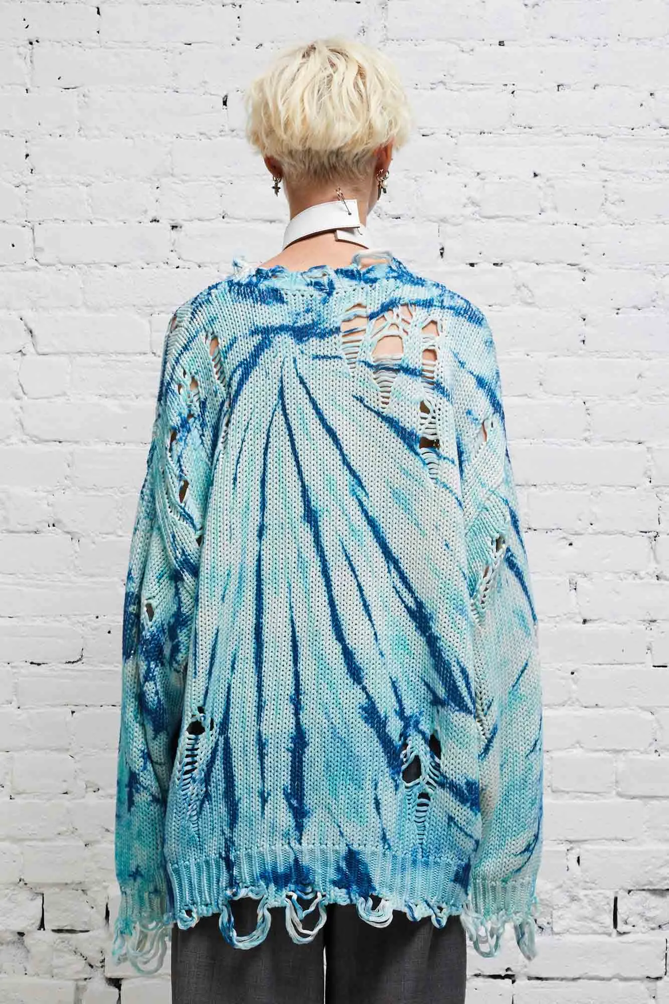 DISTRESSED OVERSIZED PULLOVER - BLUE TI sold by R13 product image thumbnail 5