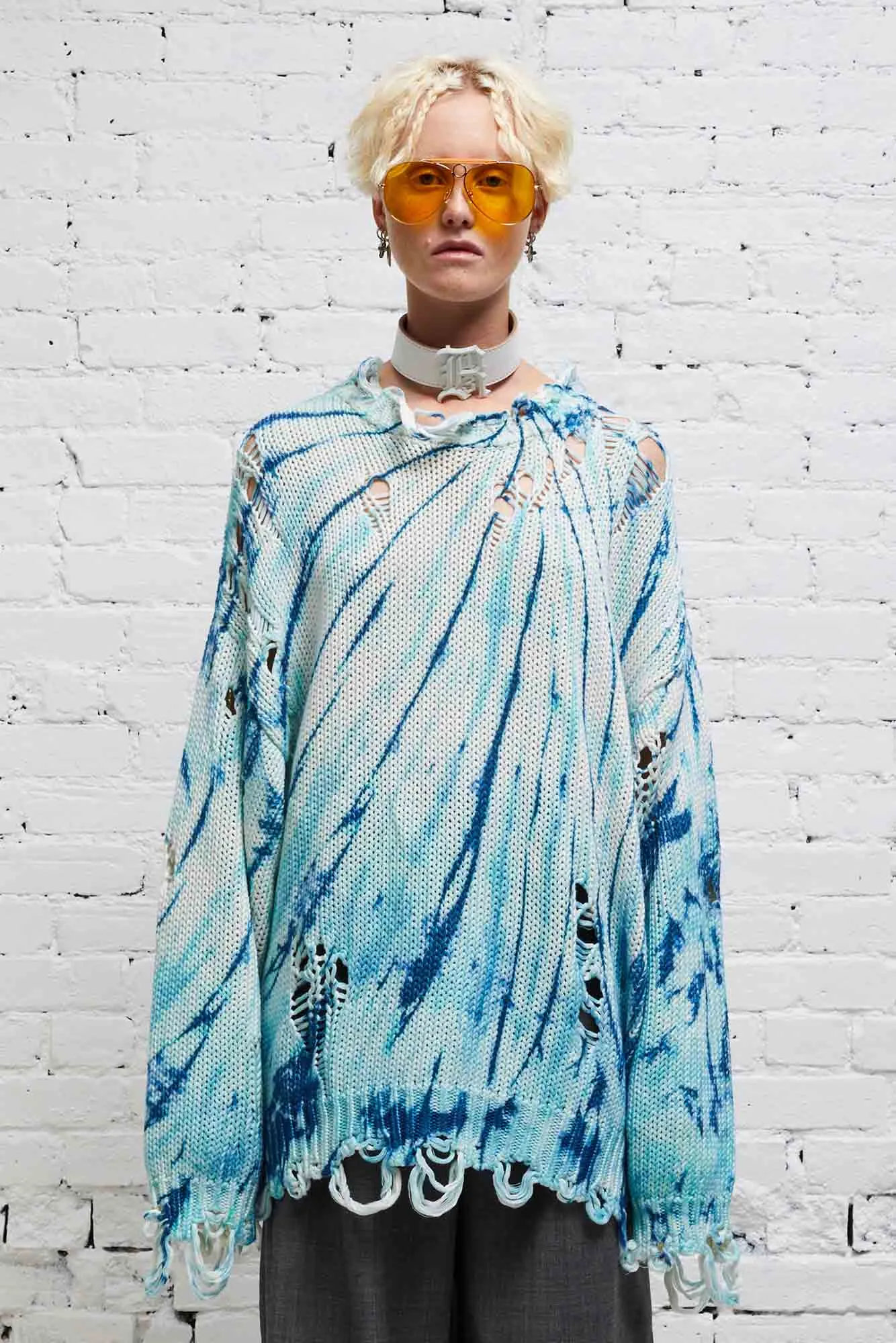 DISTRESSED OVERSIZED PULLOVER - BLUE TI sold by R13 product image thumbnail 2