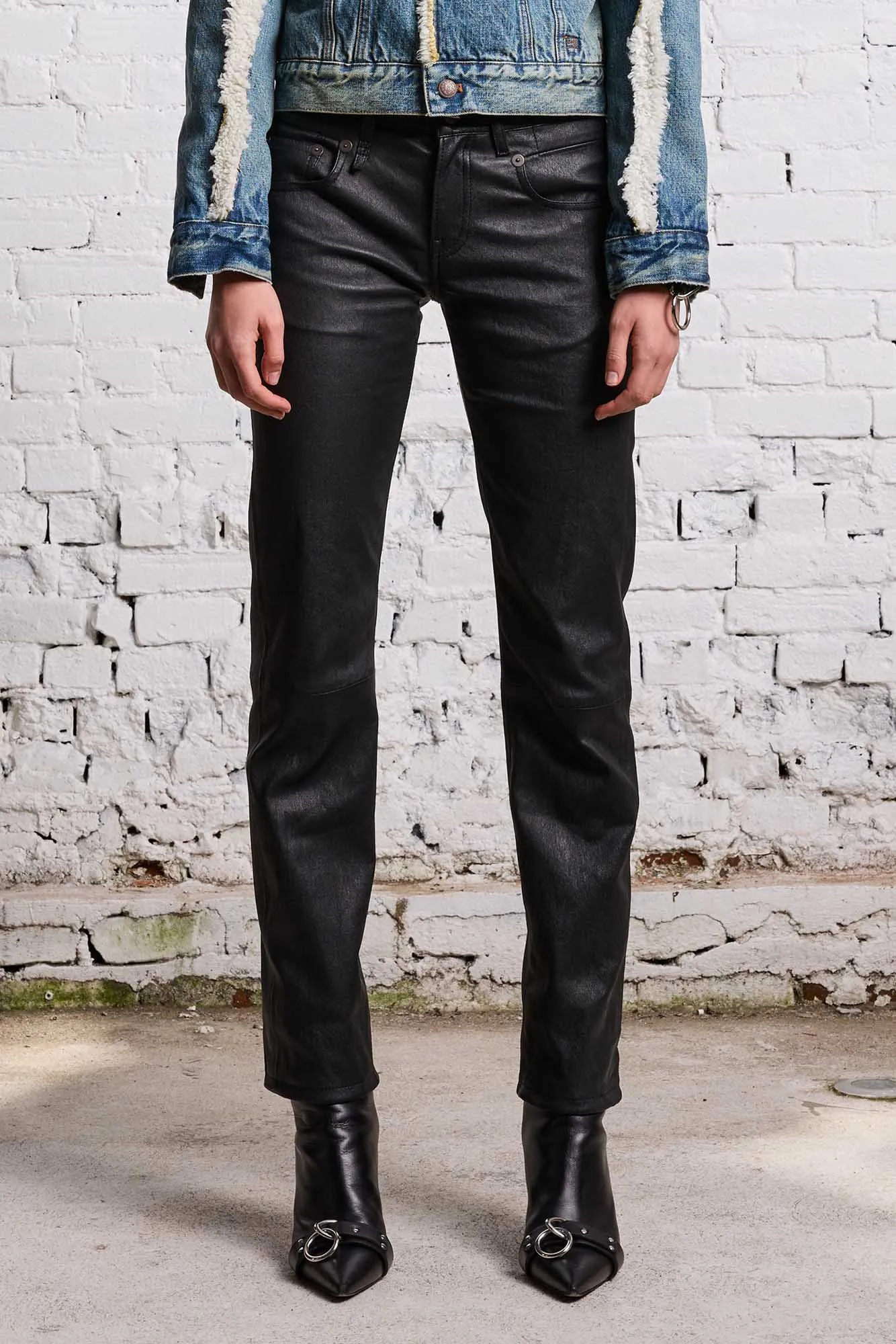BOY STRAIGHT LEATHER PANT - BLACK sold by R13 product image thumbnail 3