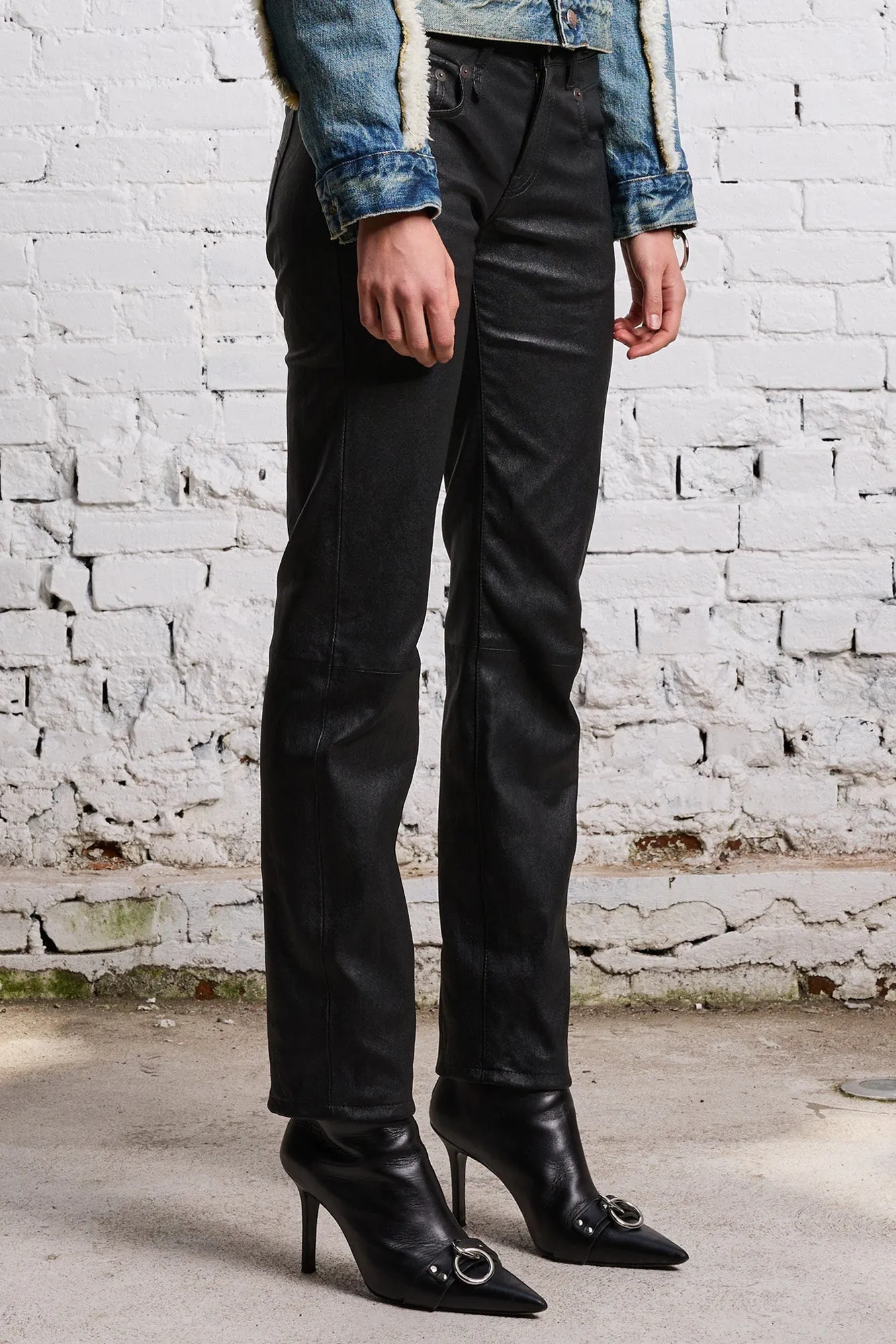 BOY STRAIGHT LEATHER PANT - BLACK sold by R13 product image thumbnail 4