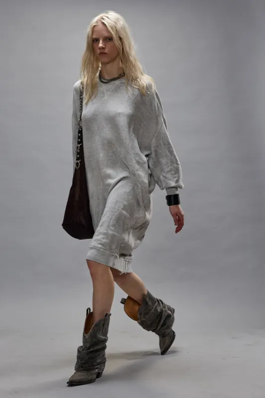 GRUNGE SWEATSHIRT DRESS - HEATHER GREY sold by R13