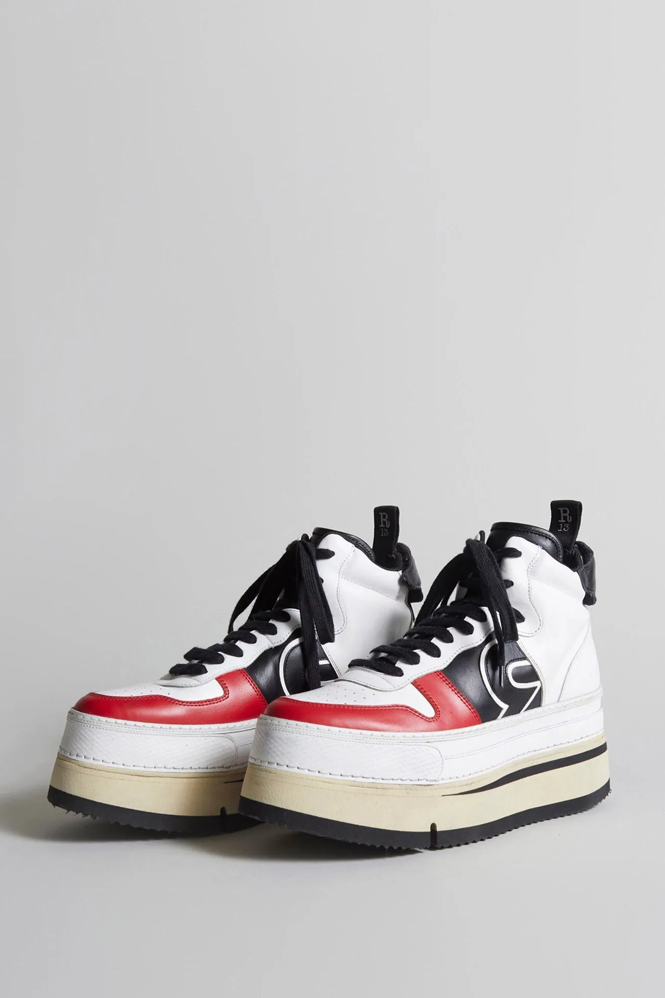 RIOT LEATHER HIGH TOP - SKATE WHITE AND RED sold by R13