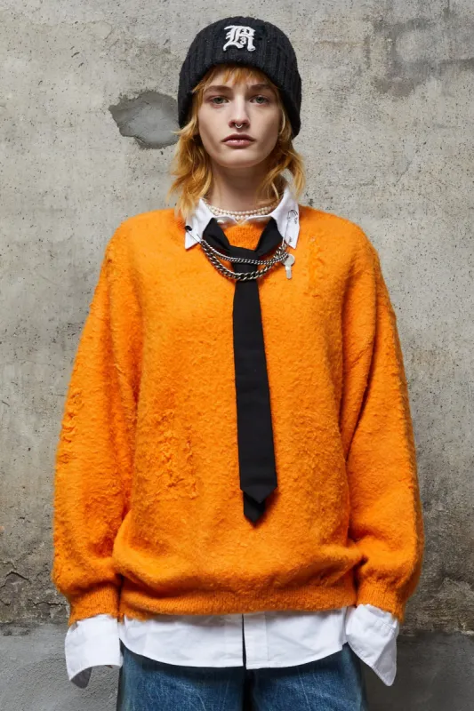 SHAGGY OVERSIZED SWEATER - ORANGE sold by R13