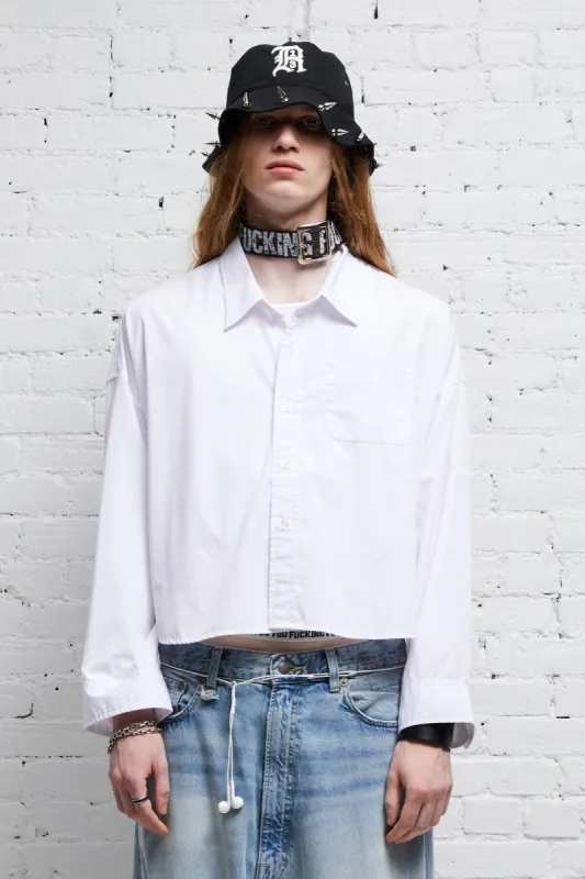 DROP NECK CROPPED SHIRT - WHITE sold by R13