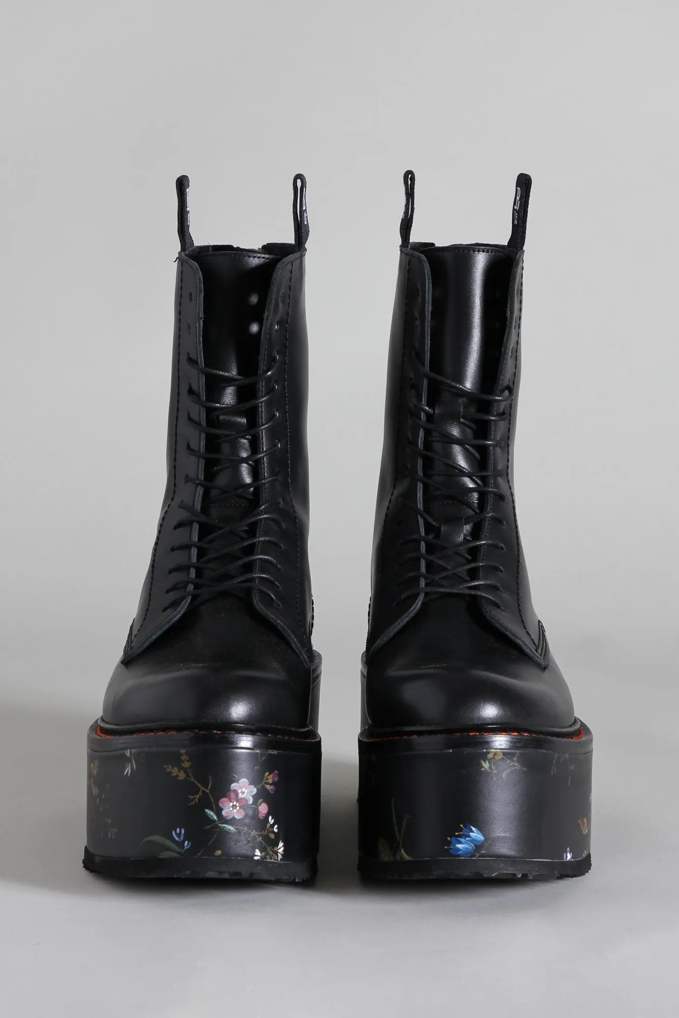 DOUBLE STACK BOOT - BLACK WITH FLORAL PLATFORM sold by R13 product image thumbnail 2
